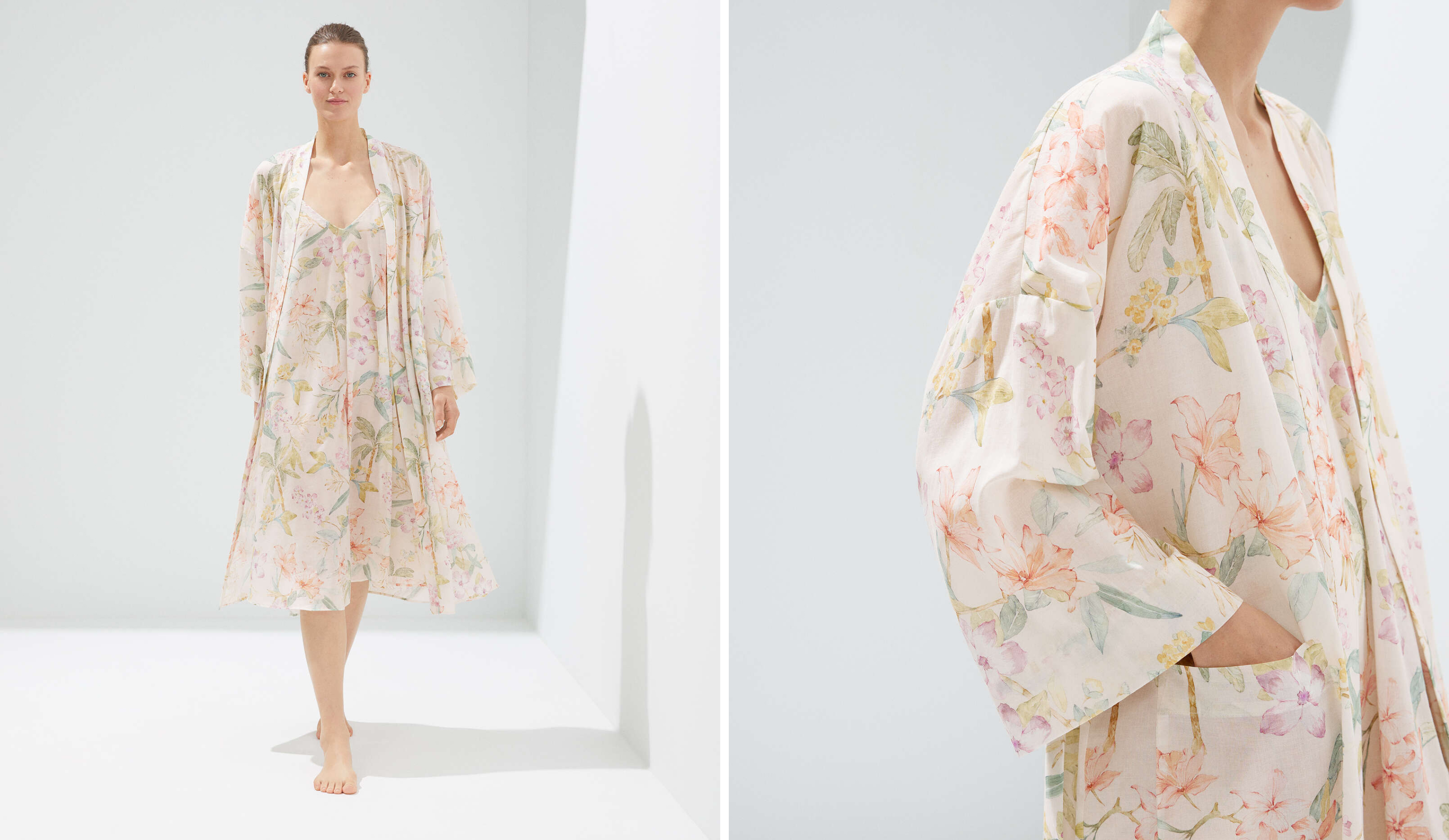 100% cotton floral dressing gown