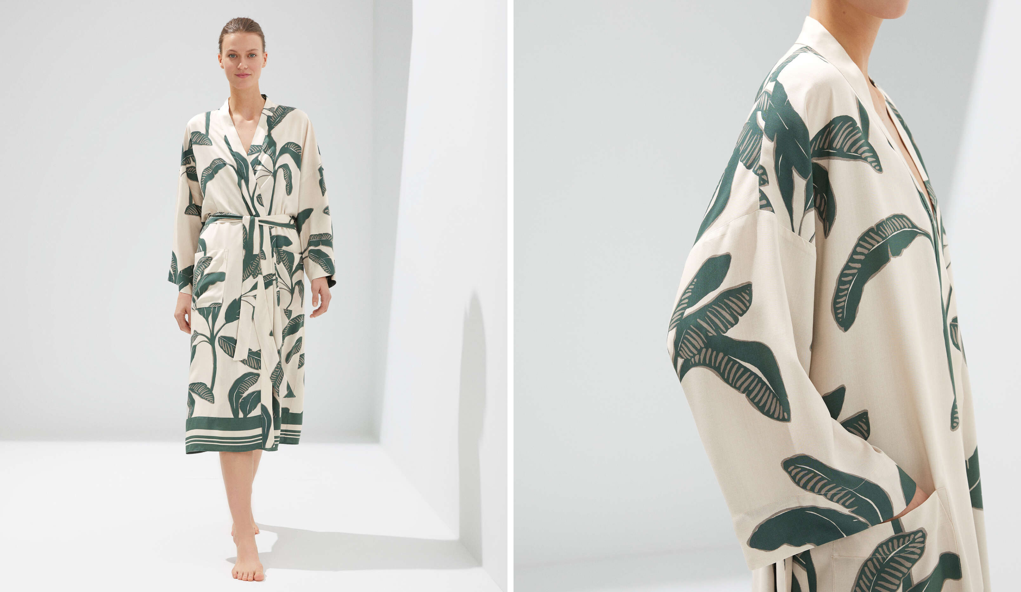 Palm tree print dressing gown