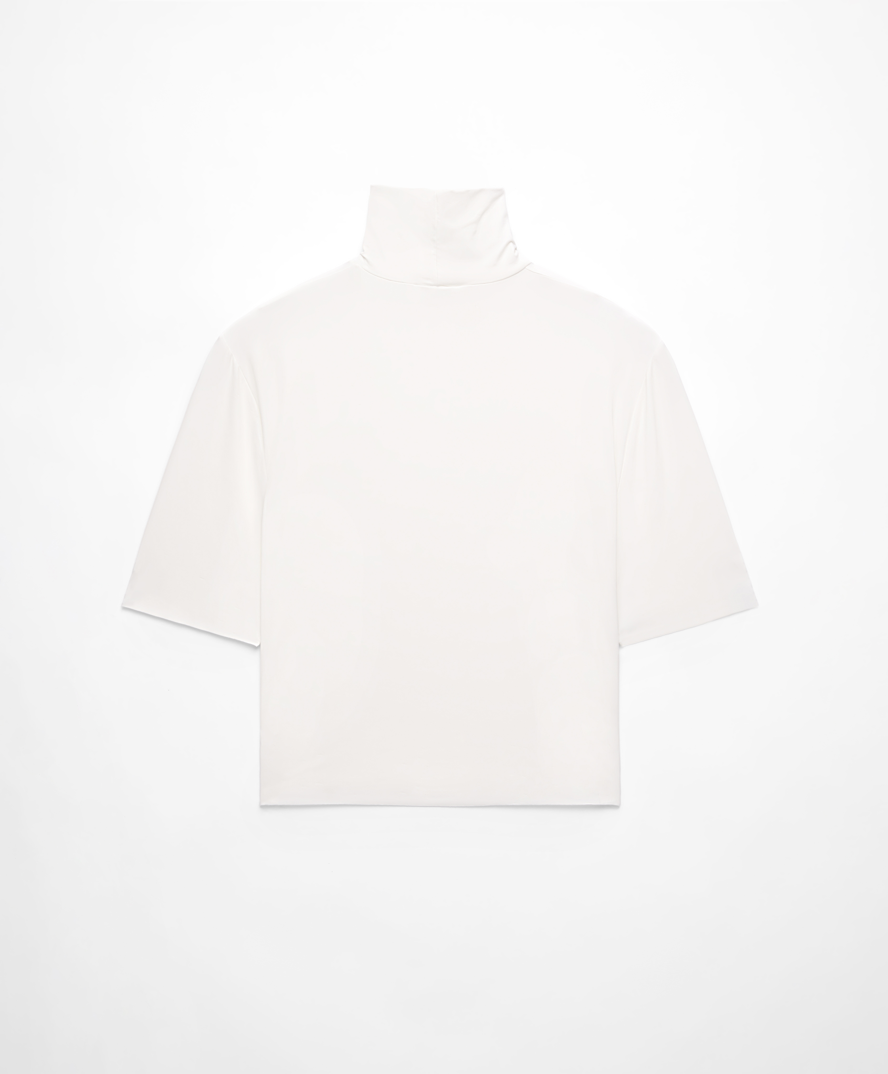 Cropped T-shirt with raised neck