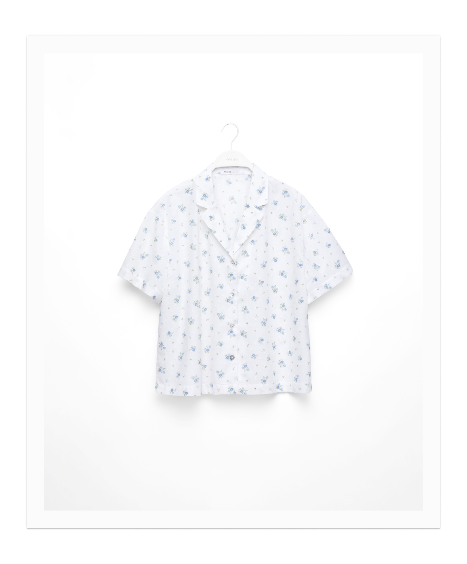 Print 100% cotton plumeti short-sleeved shirt