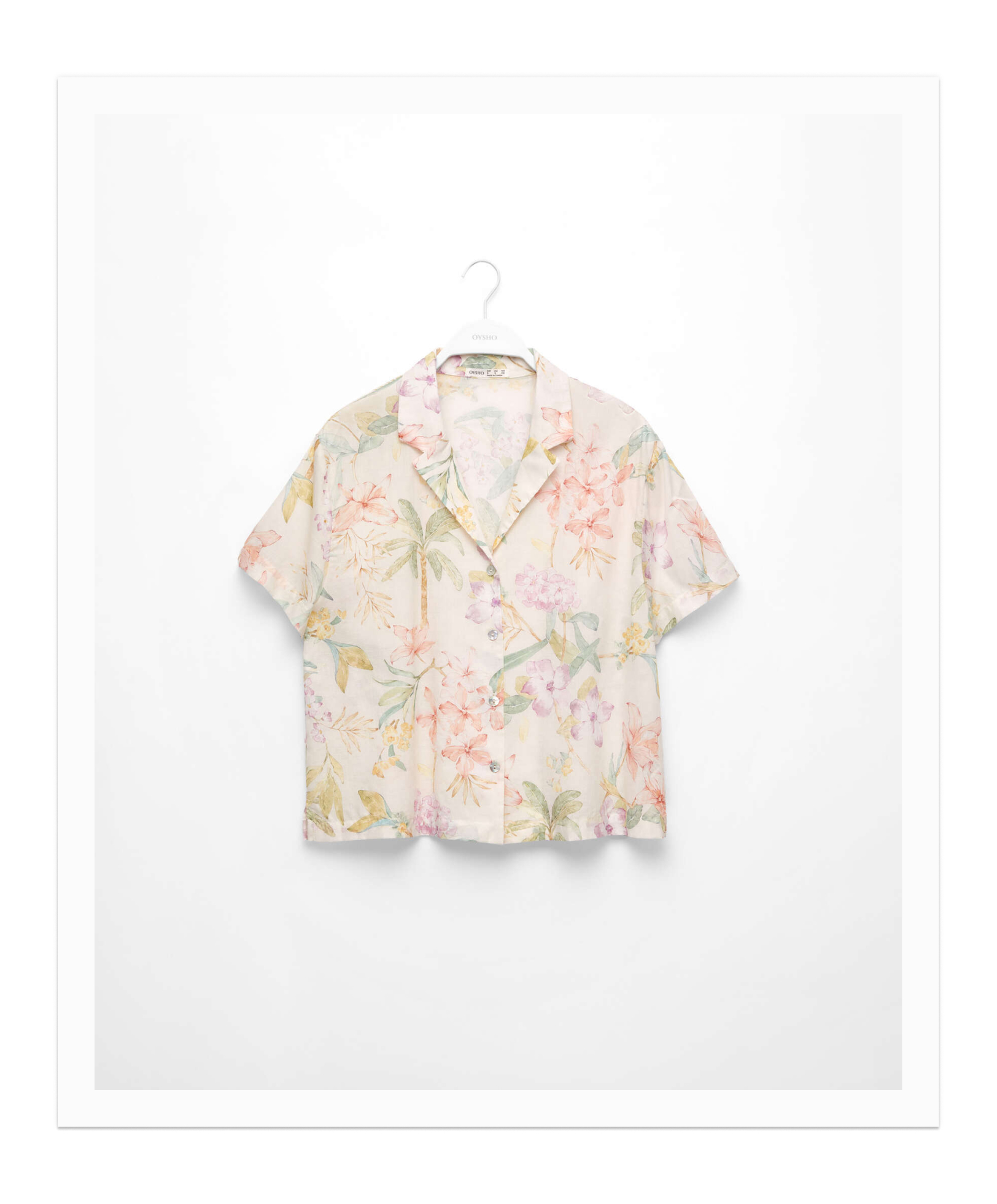 Floral 100% cotton short-sleeved shirt
