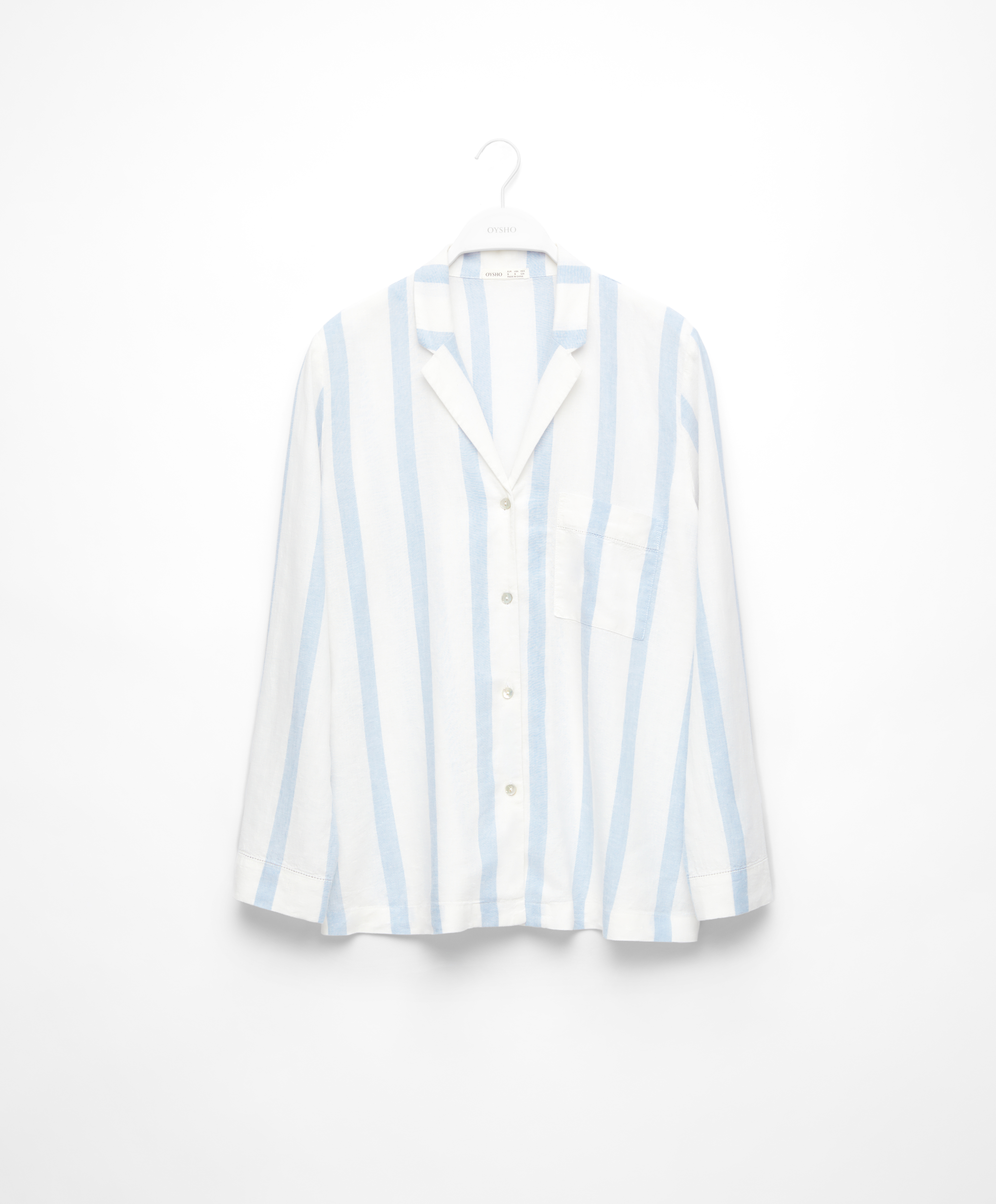 Striped linen long-sleeved shirt