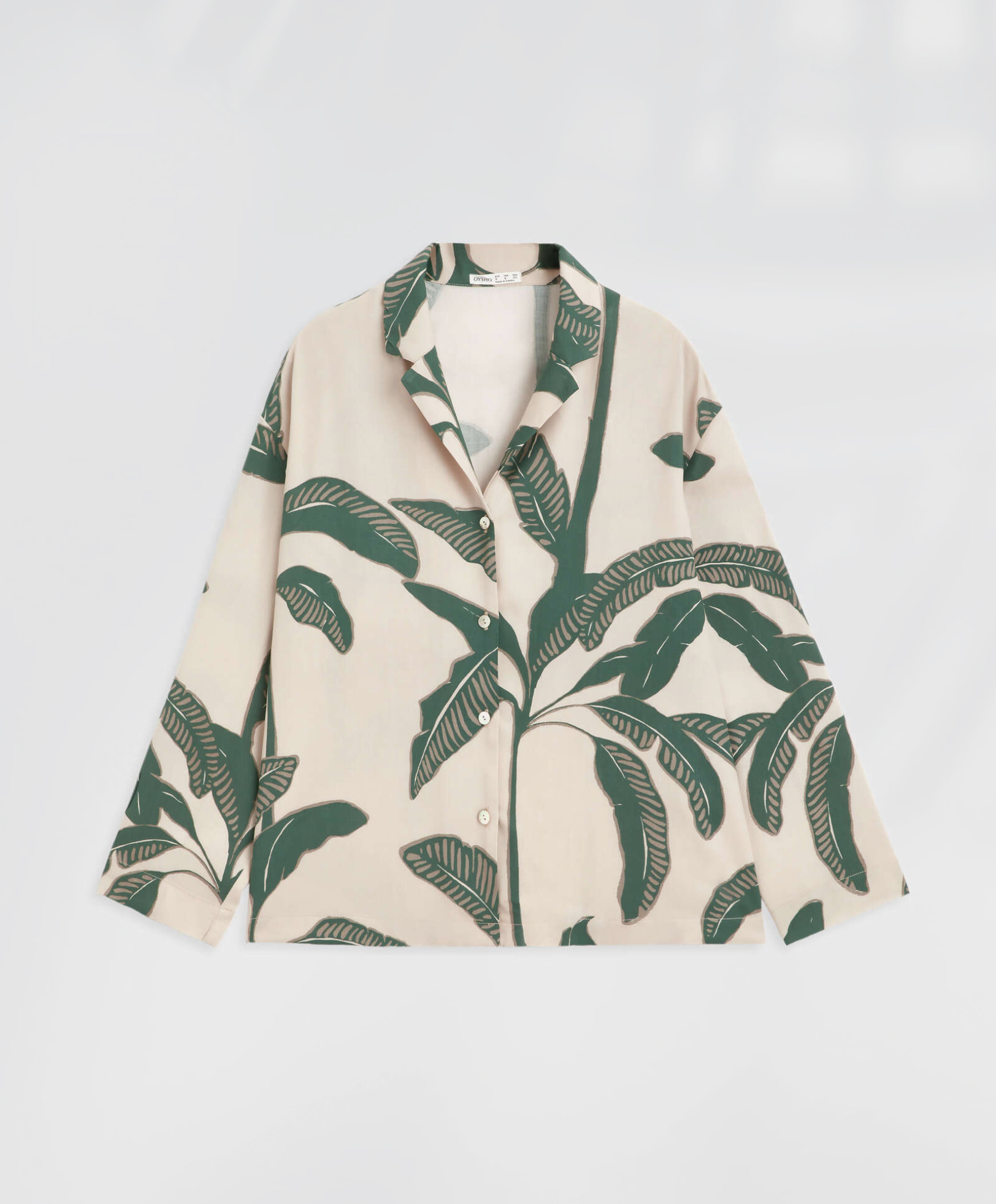Palm tree print long-sleeved shirt