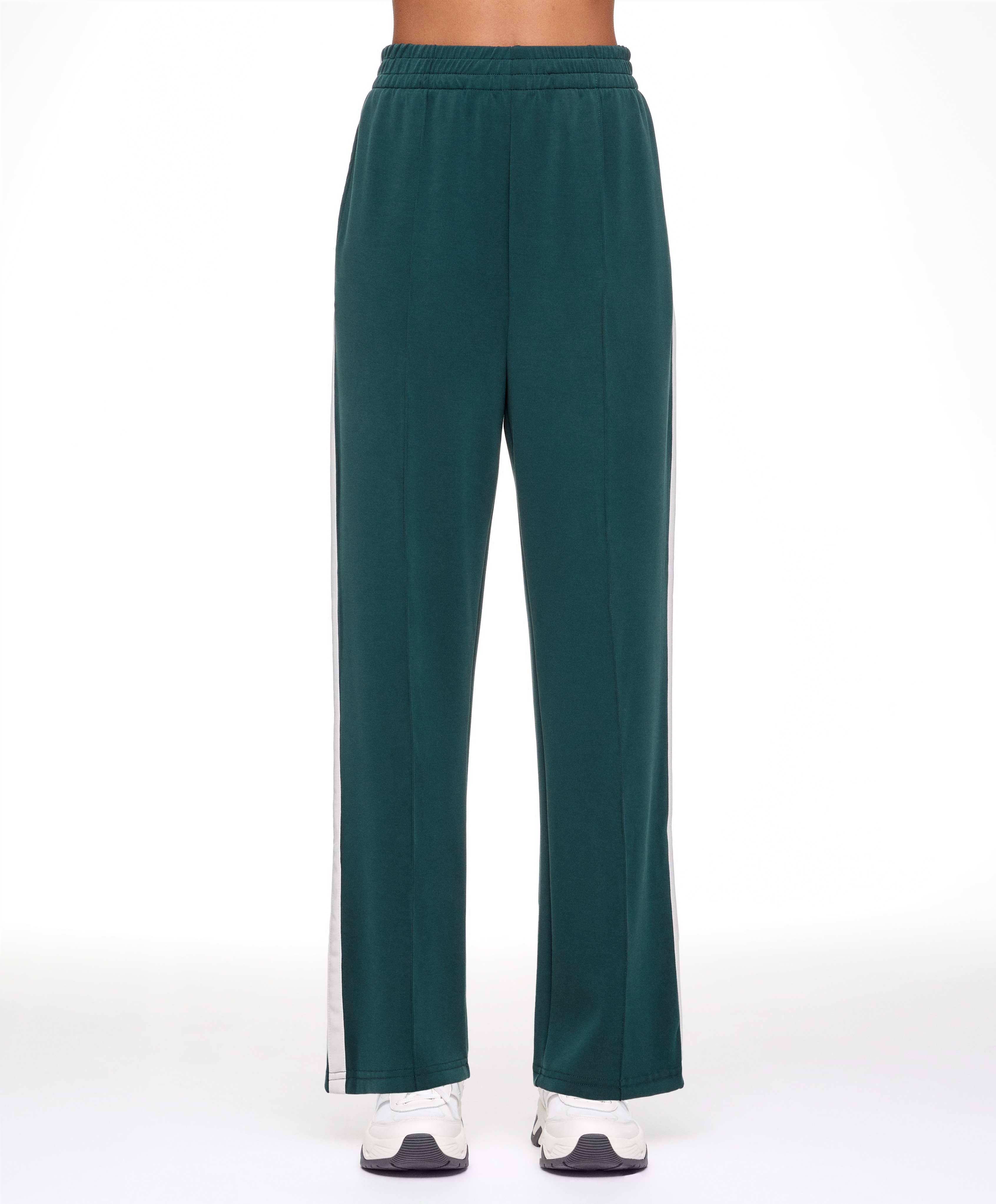 Soft touch modal trousers with straight leg and stripe