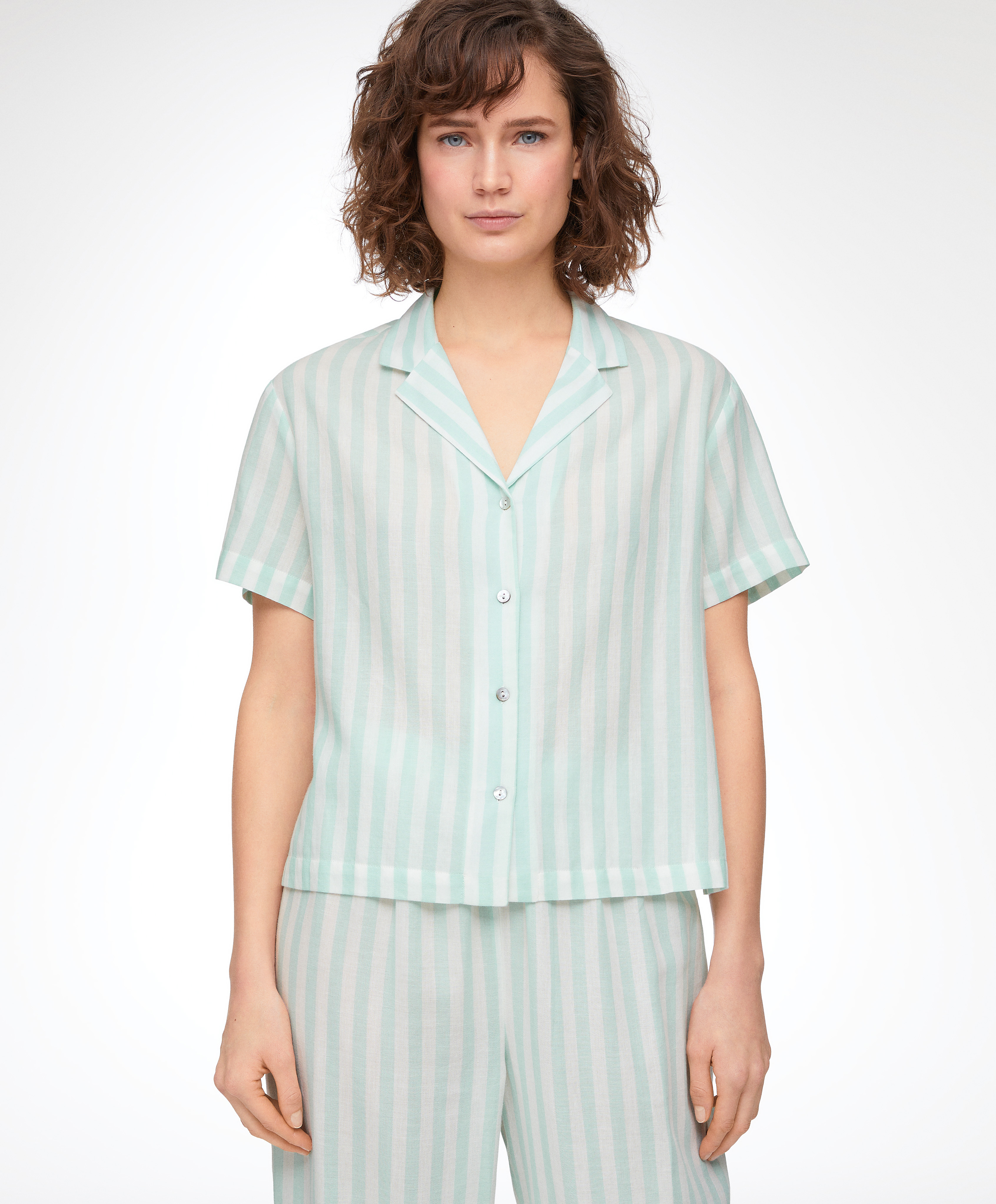 Camicia del pigiama a manica corta 100% cotone a righe