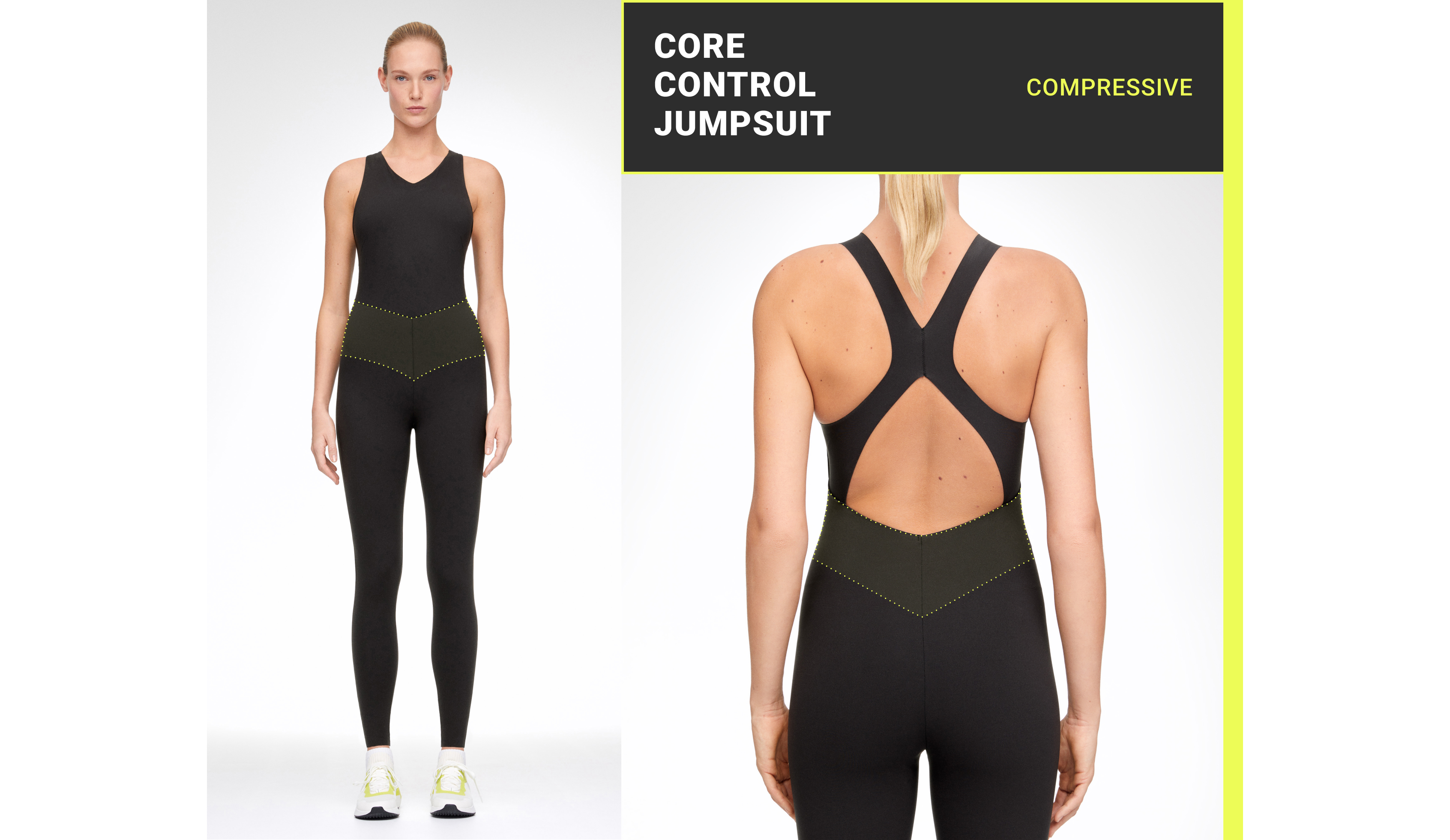 Core control compressive jumpsuit