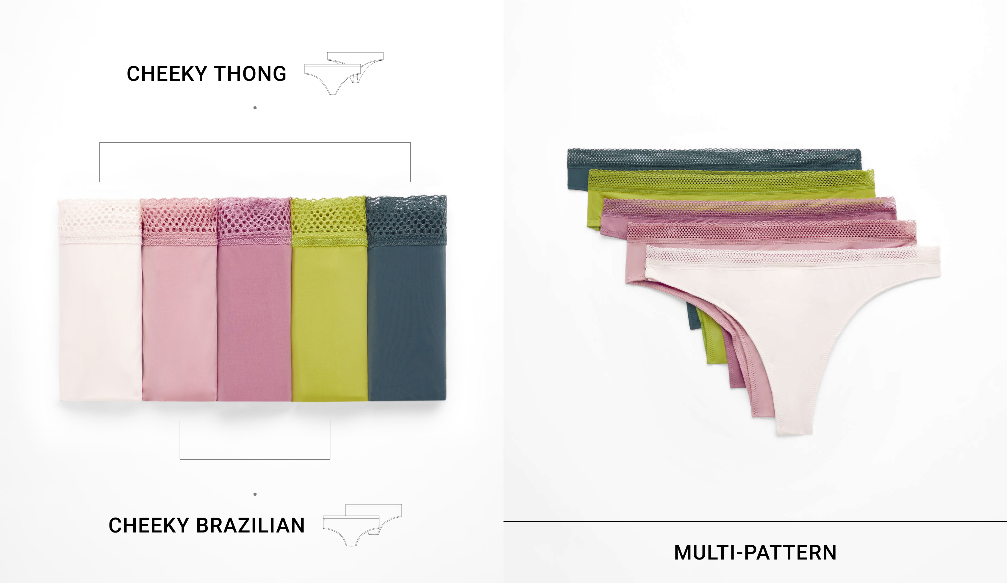 5 cheeky brazilian slips en tangaslips van polyamide met kant