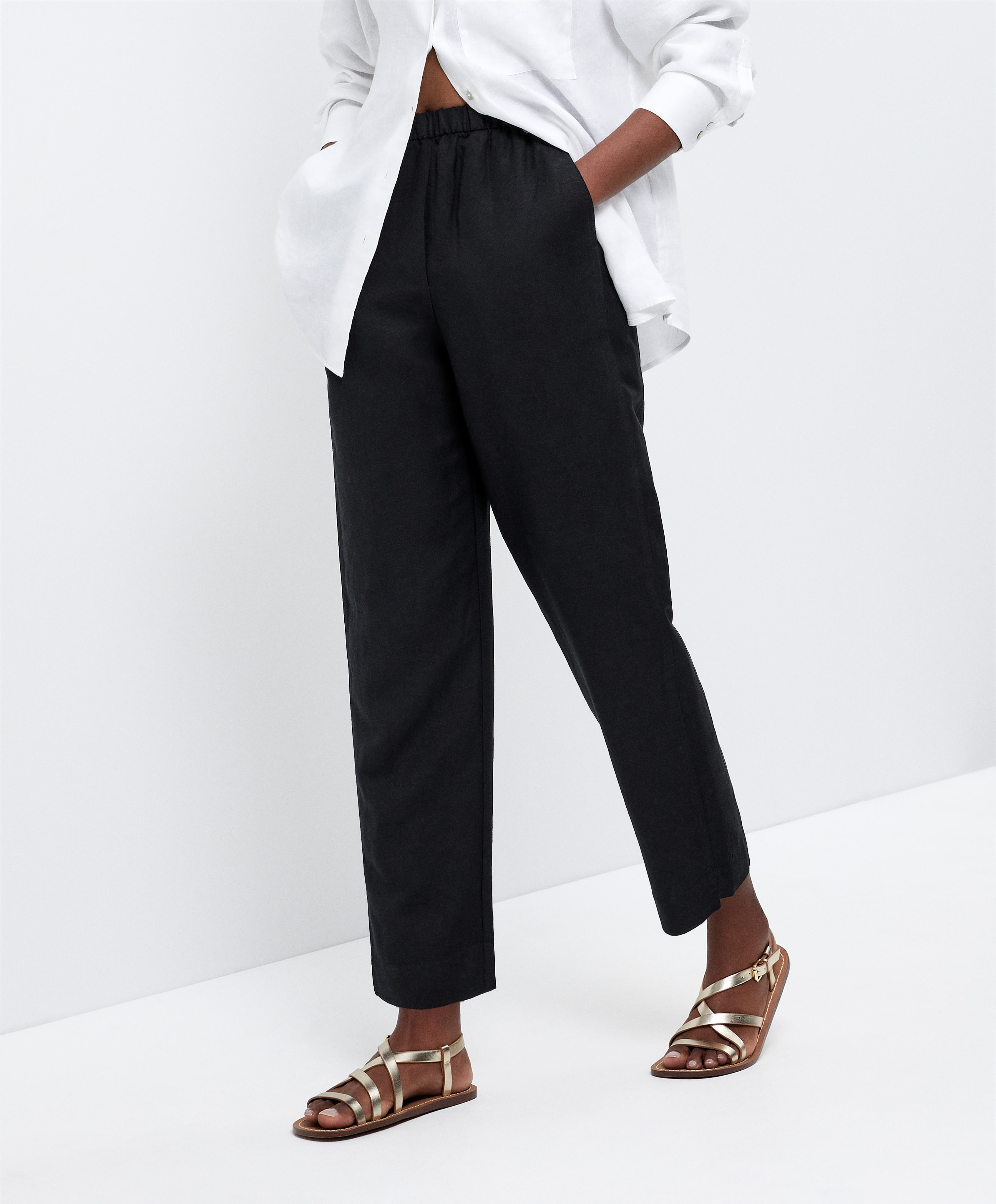Extra Slim Plaid Linen Drawstring Suit Pant | Express