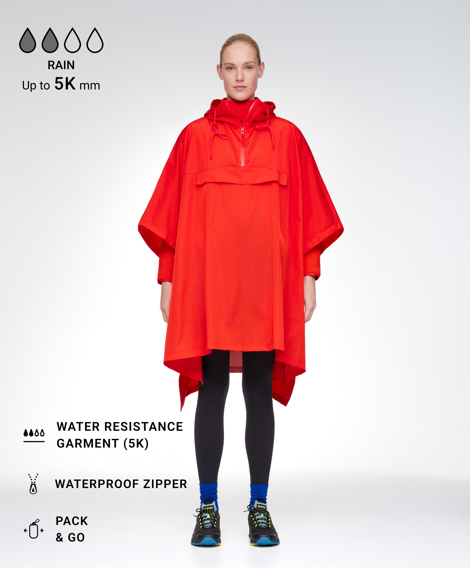 5k water-resistant Pack&Go poncho