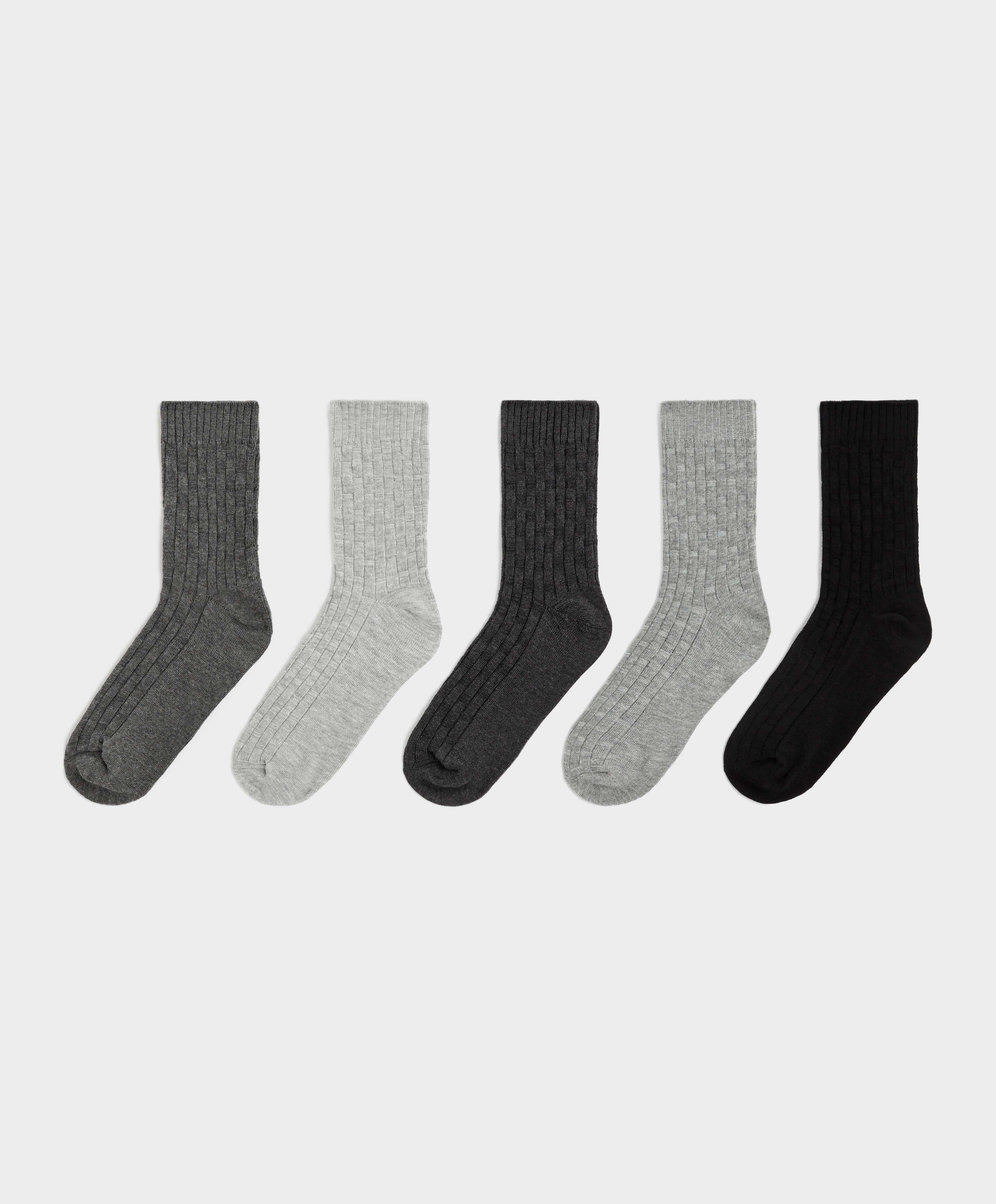 5 pairs of textured cotton classic socks