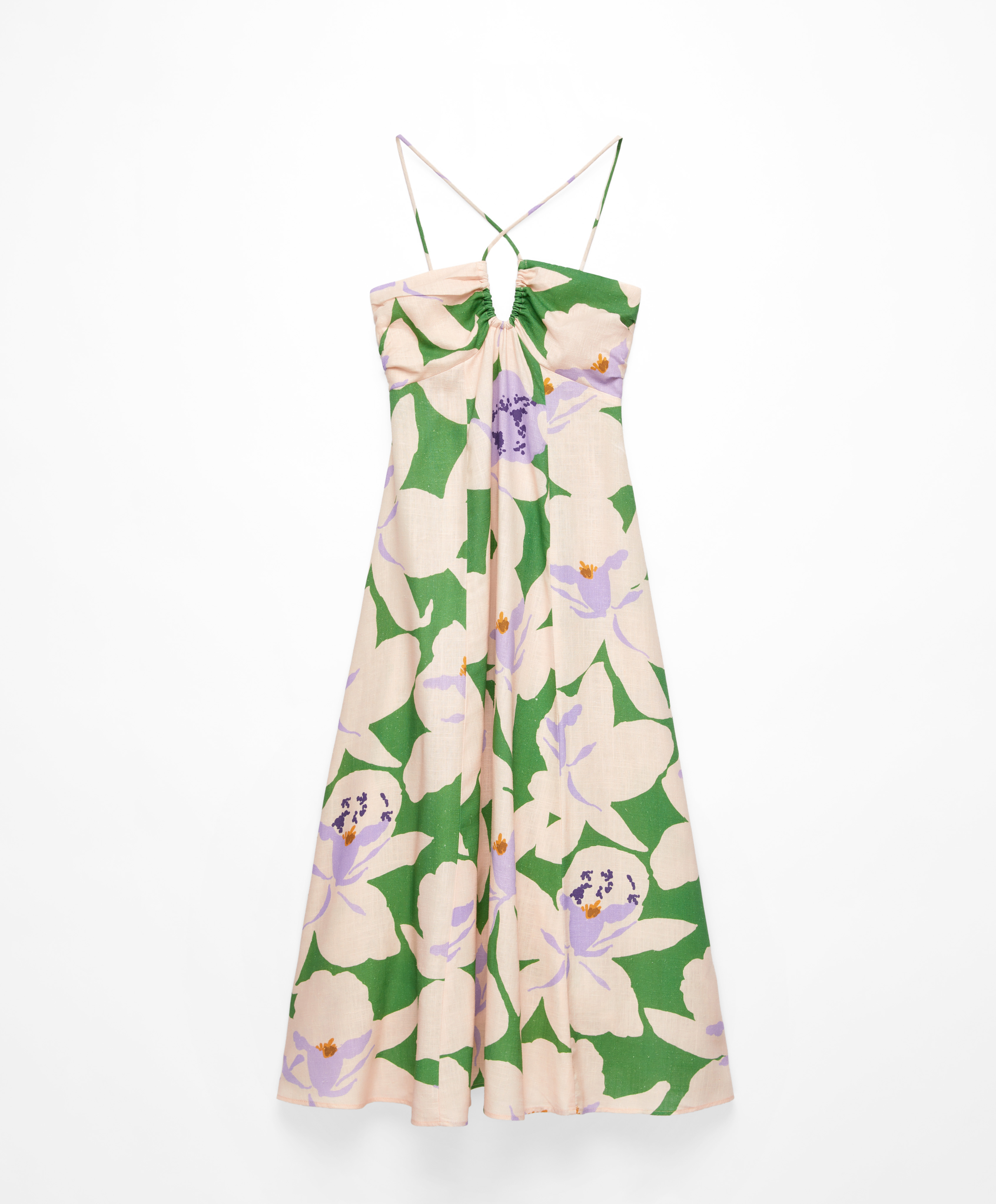 Ambigüedad Descolorar Zanahoria Vestido largo tirantes flor lino | OYSHO España
