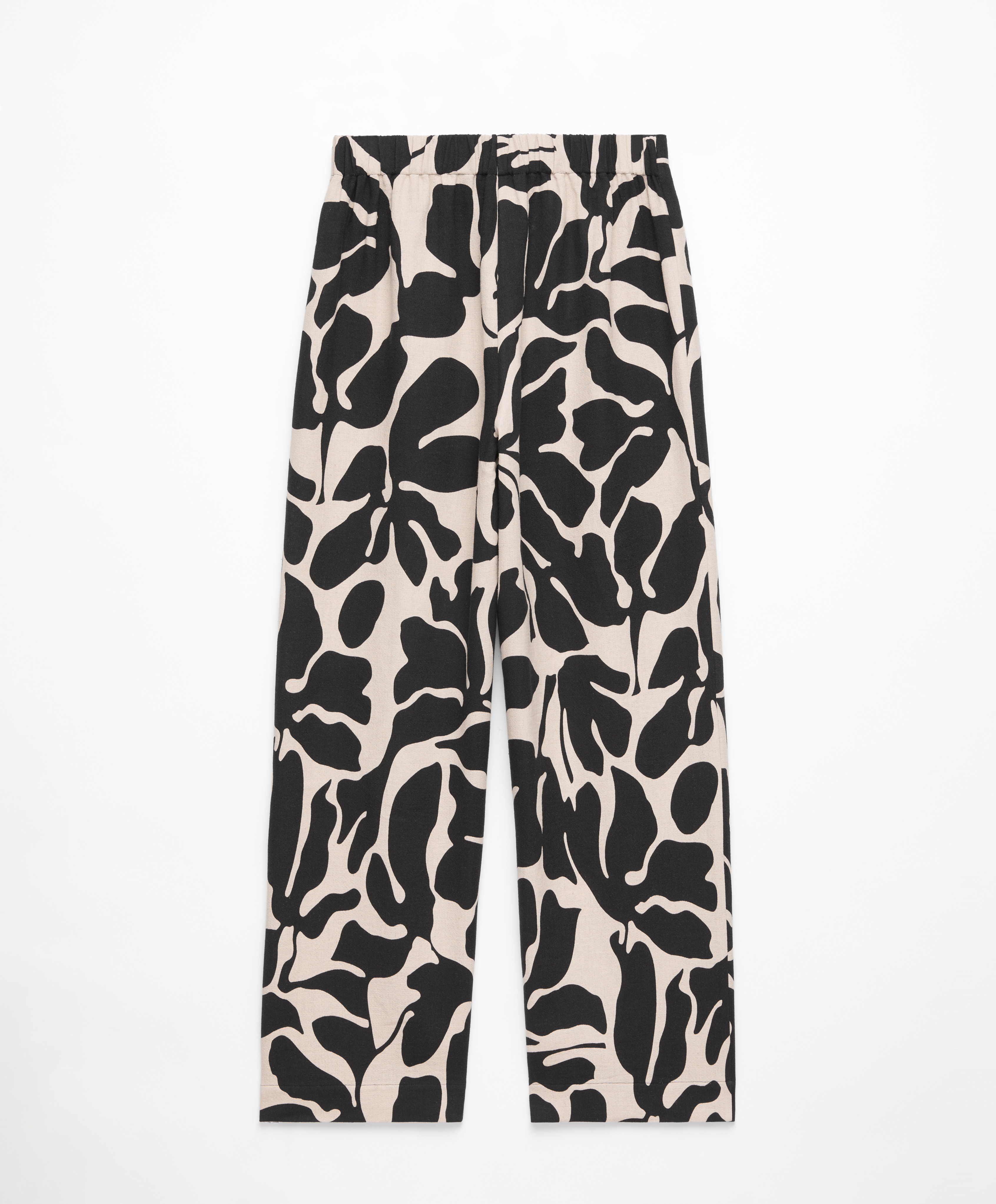 Tropical cotton/linen wide-leg trousers
