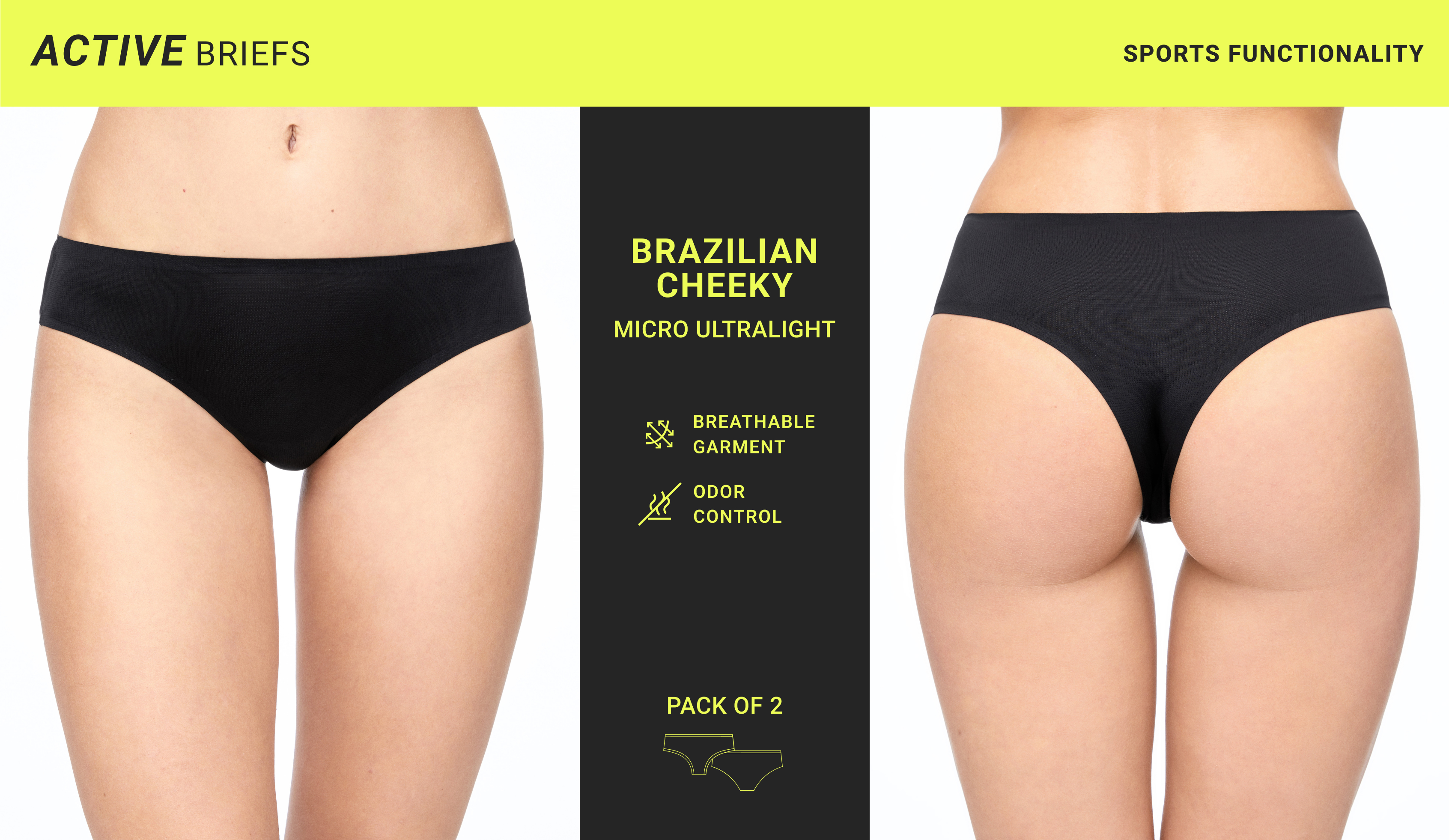 2 slips brésiliens cheeky en polyamide