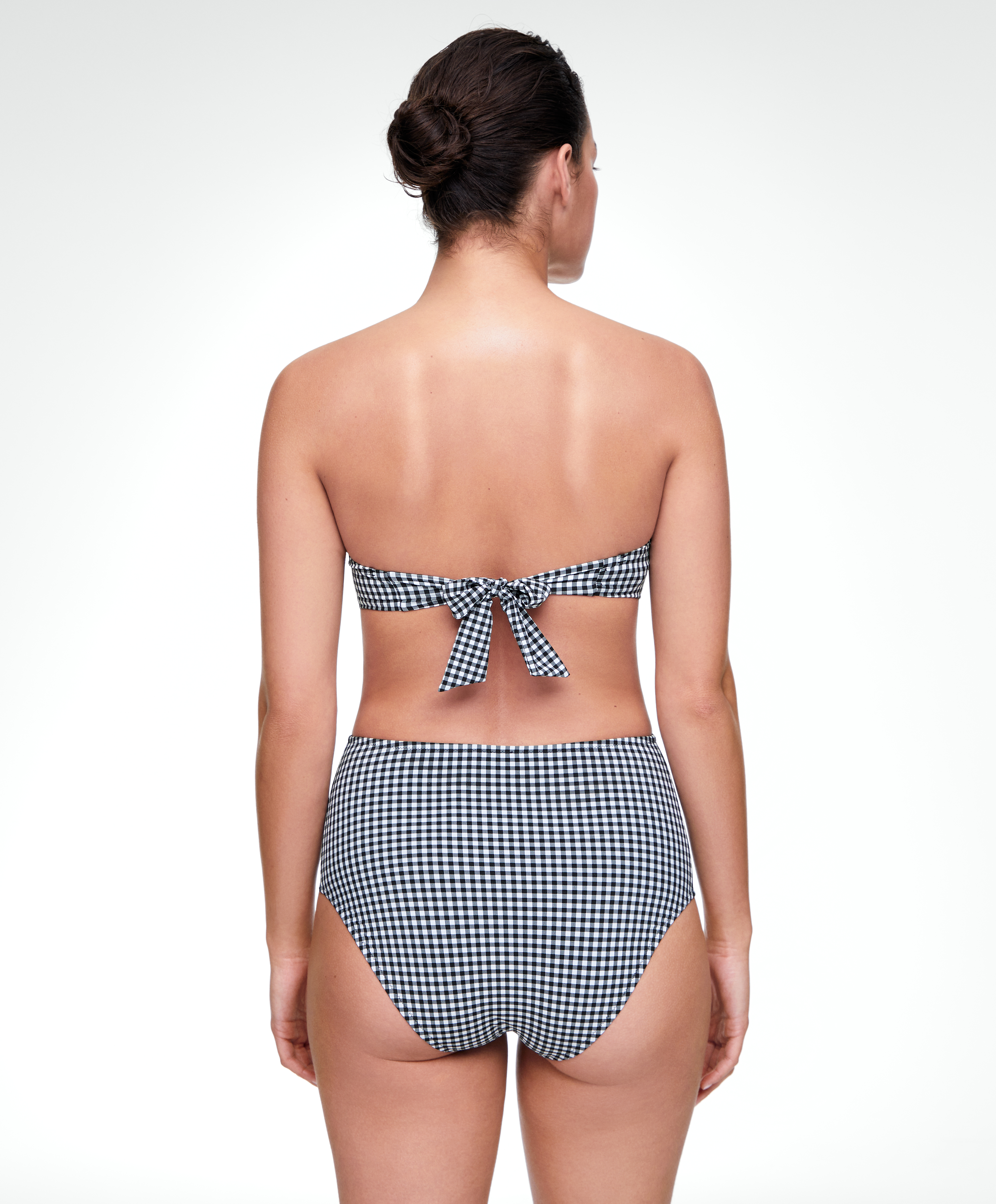 Gingham high-waisted bikini briefs
