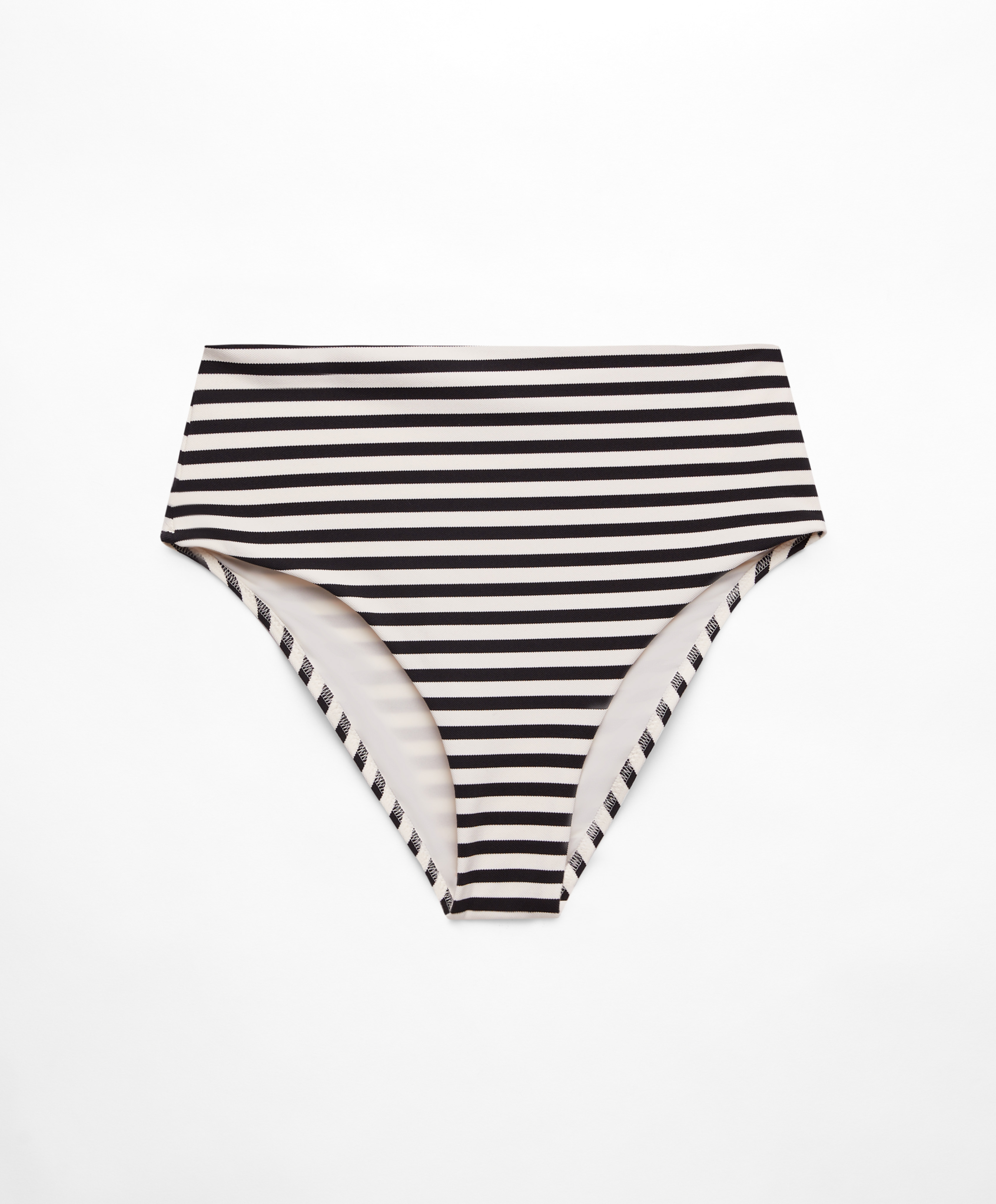 Stripe piqué high-waisted bikini briefs