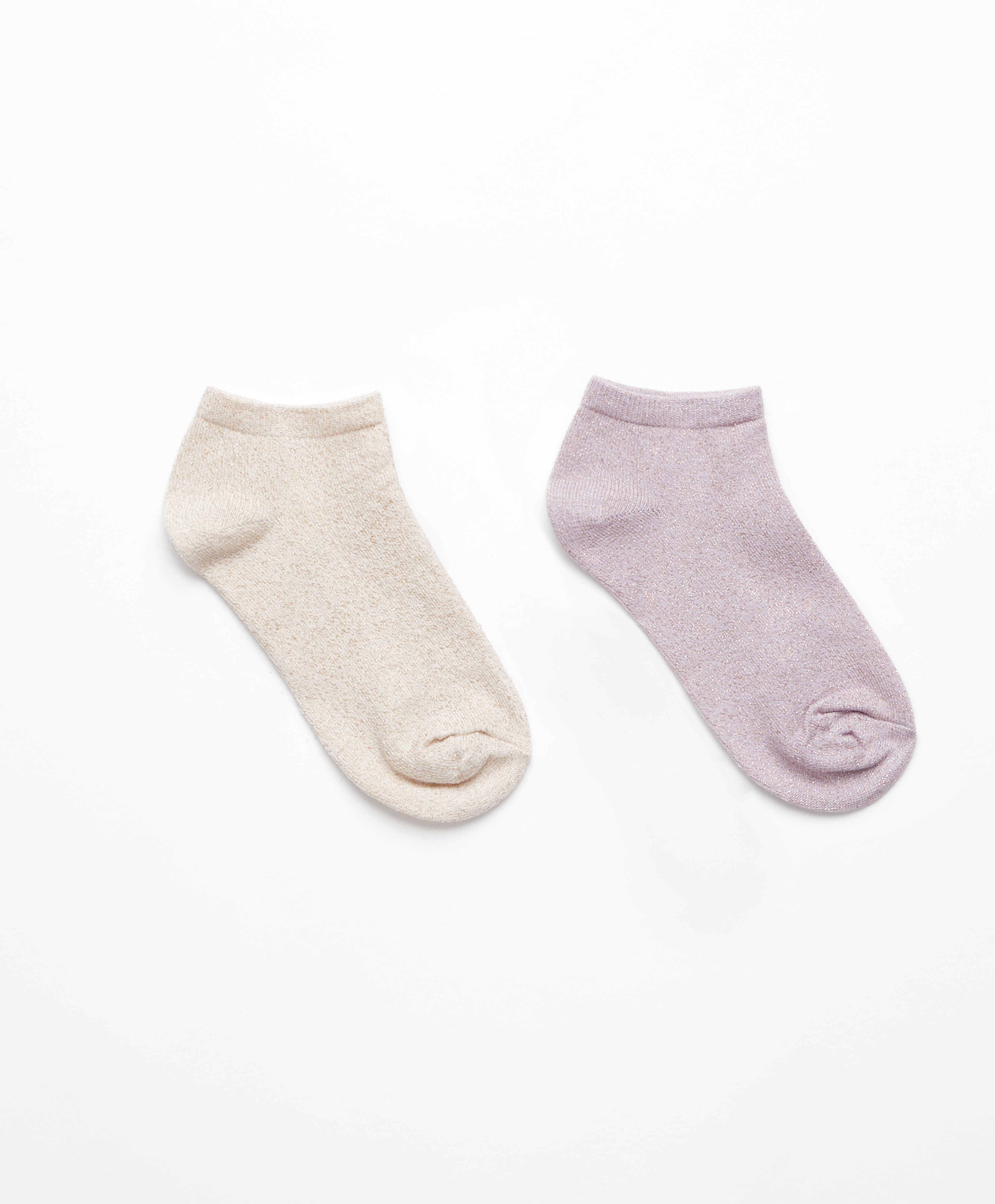 2 pairs of sneaker socks in cotton with metallic thread