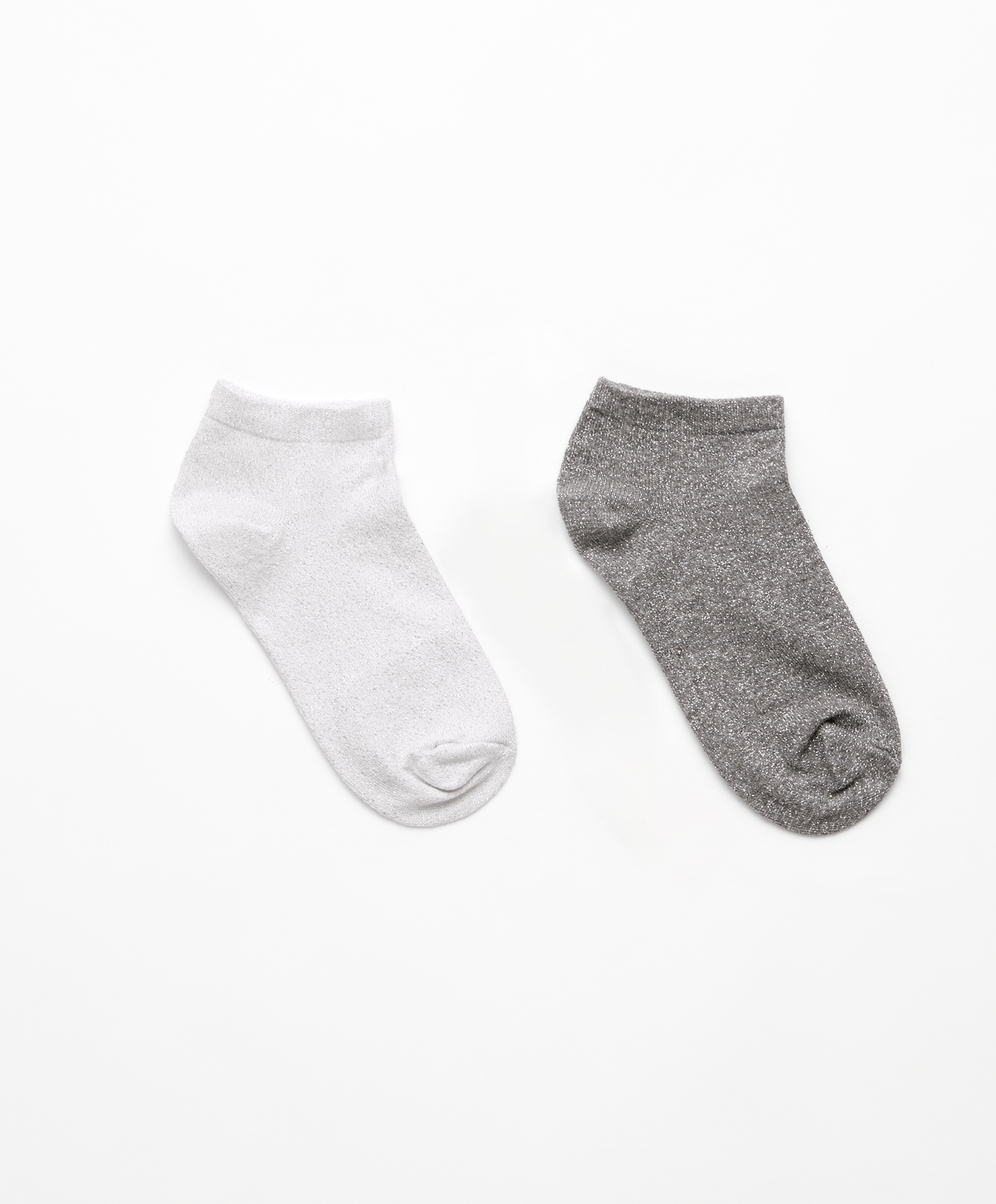 2 pairs of sneaker socks in cotton with metallic thread