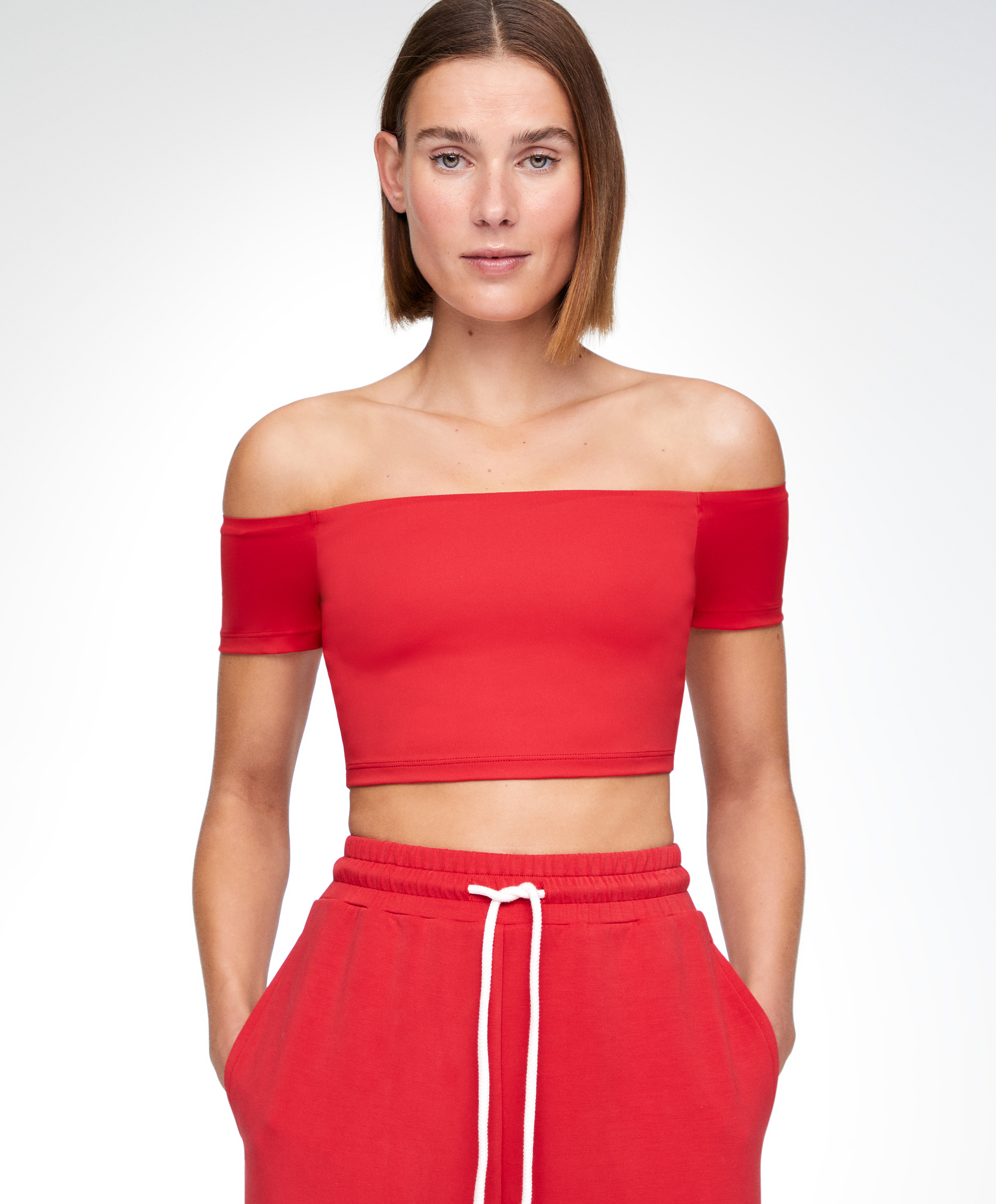 Comfortlux off-the-shoulder top with cups
