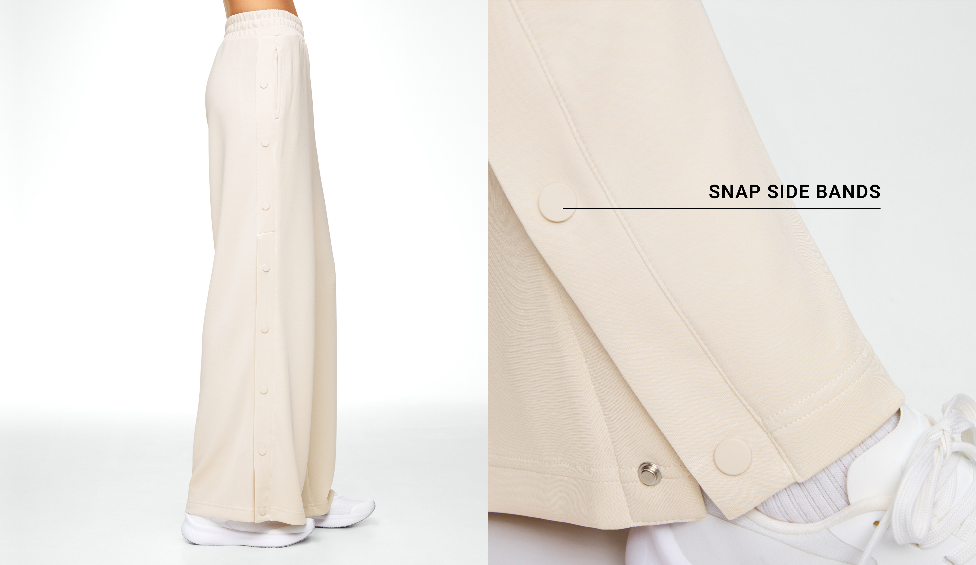 Soft touch modal wide-leg trousers with buttons