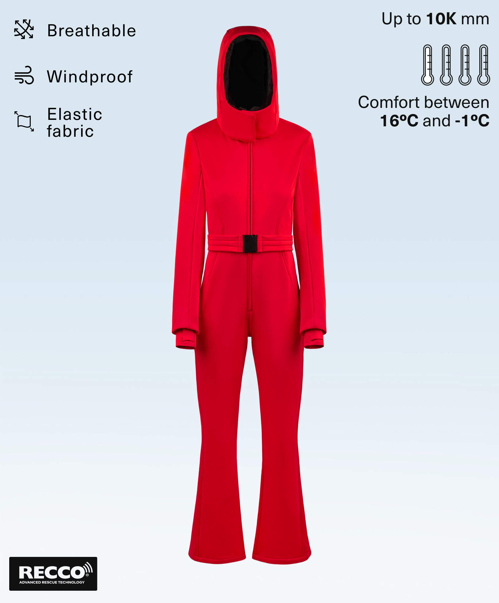 Fitted water-resistant SKI jumpsuit