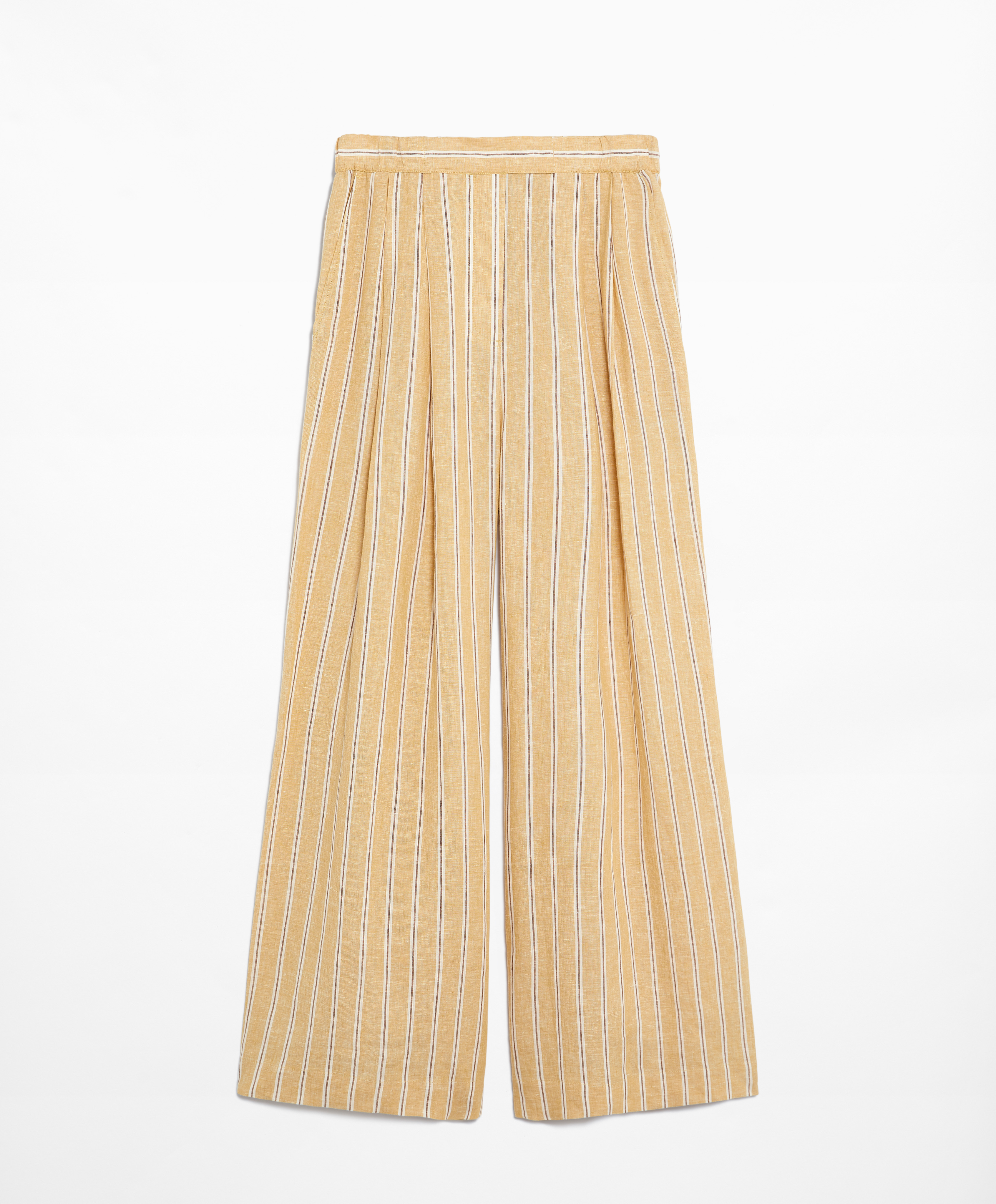 Pantalón tailored fit 100% lino rayas