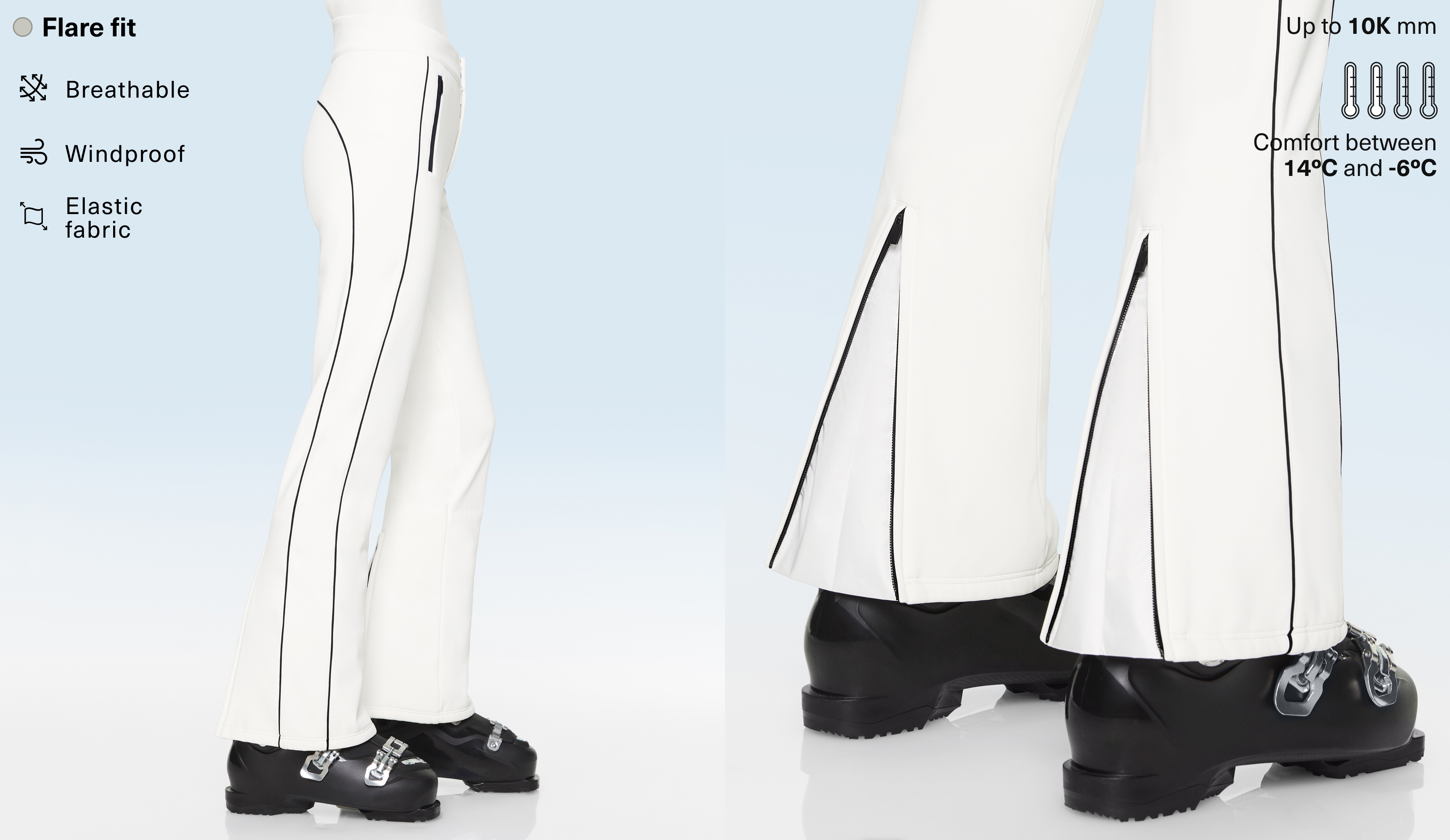 Water-resistant SKI flare trousers with piping - Slevy