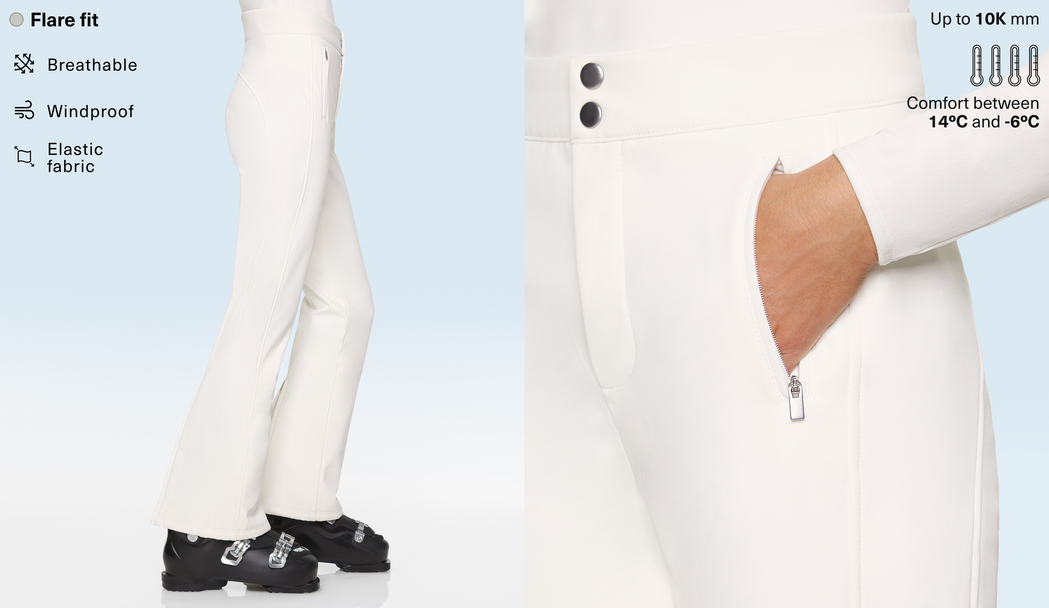 Pantalón elástico flare SKI resistente al agua