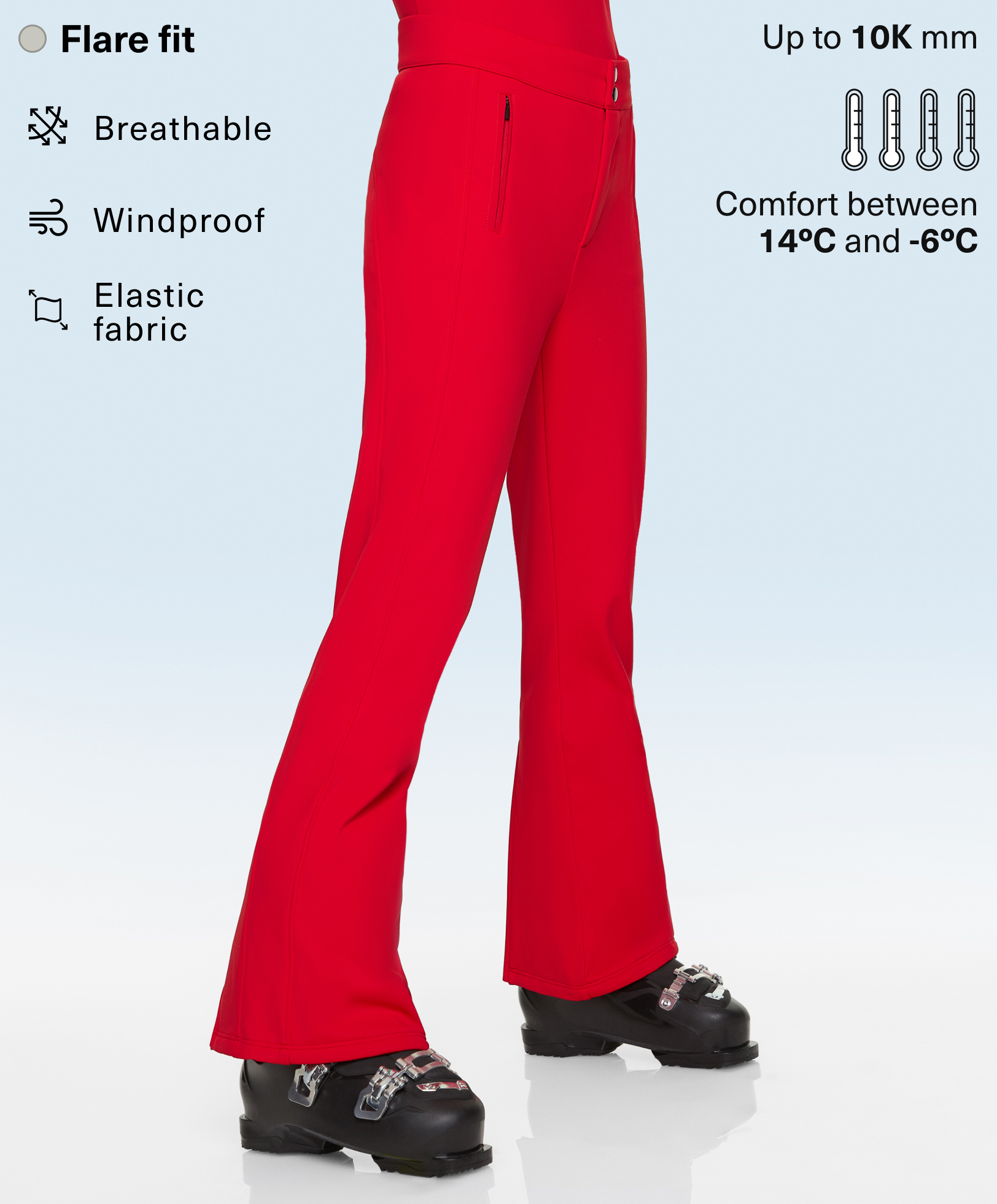 Water-resistant flare stretch SKI trousers