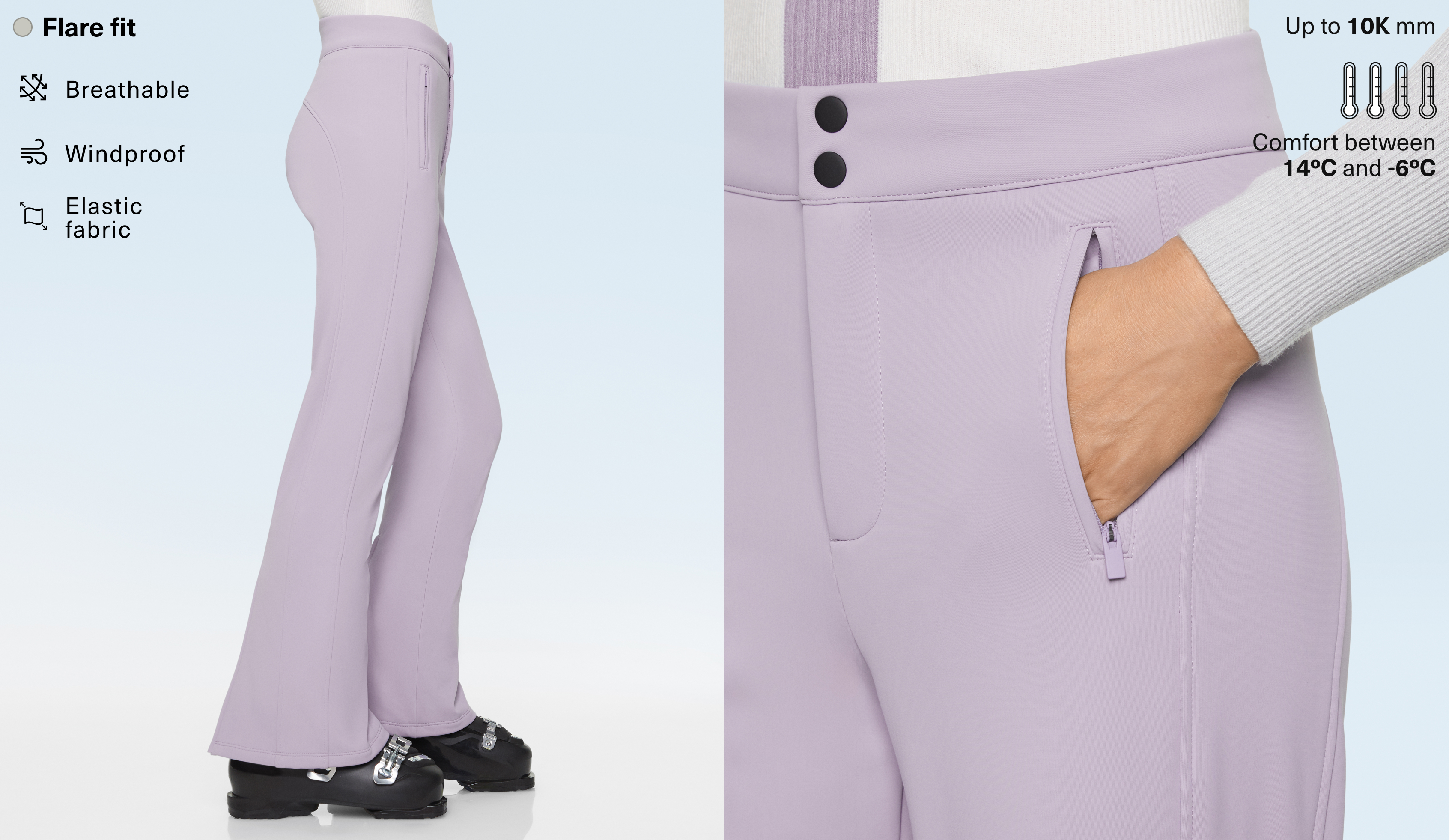 Pantalón elástico flare SKI resistente al agua