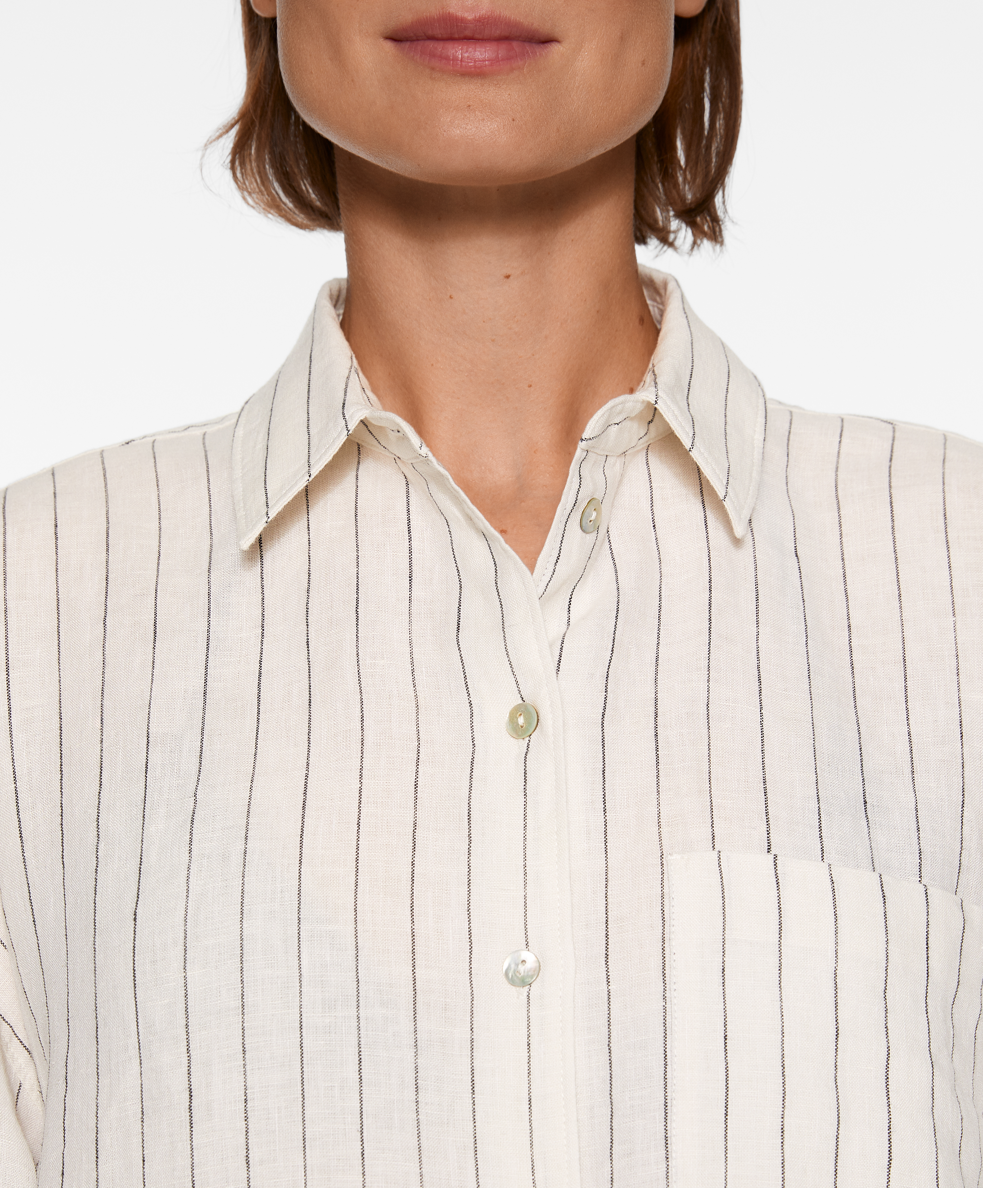 Blusa manga larga rayas 100% lino