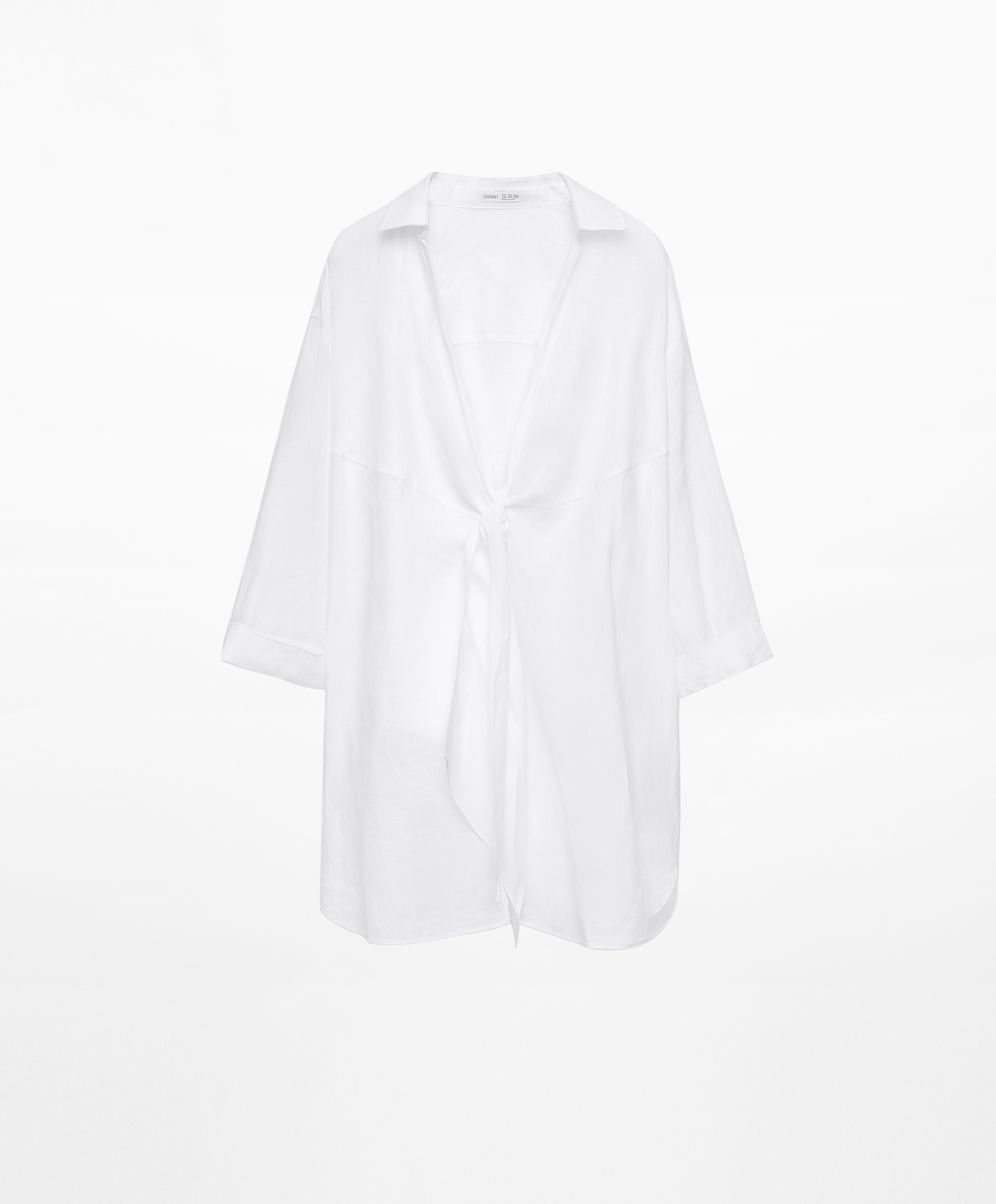 100% linen knotted short dress