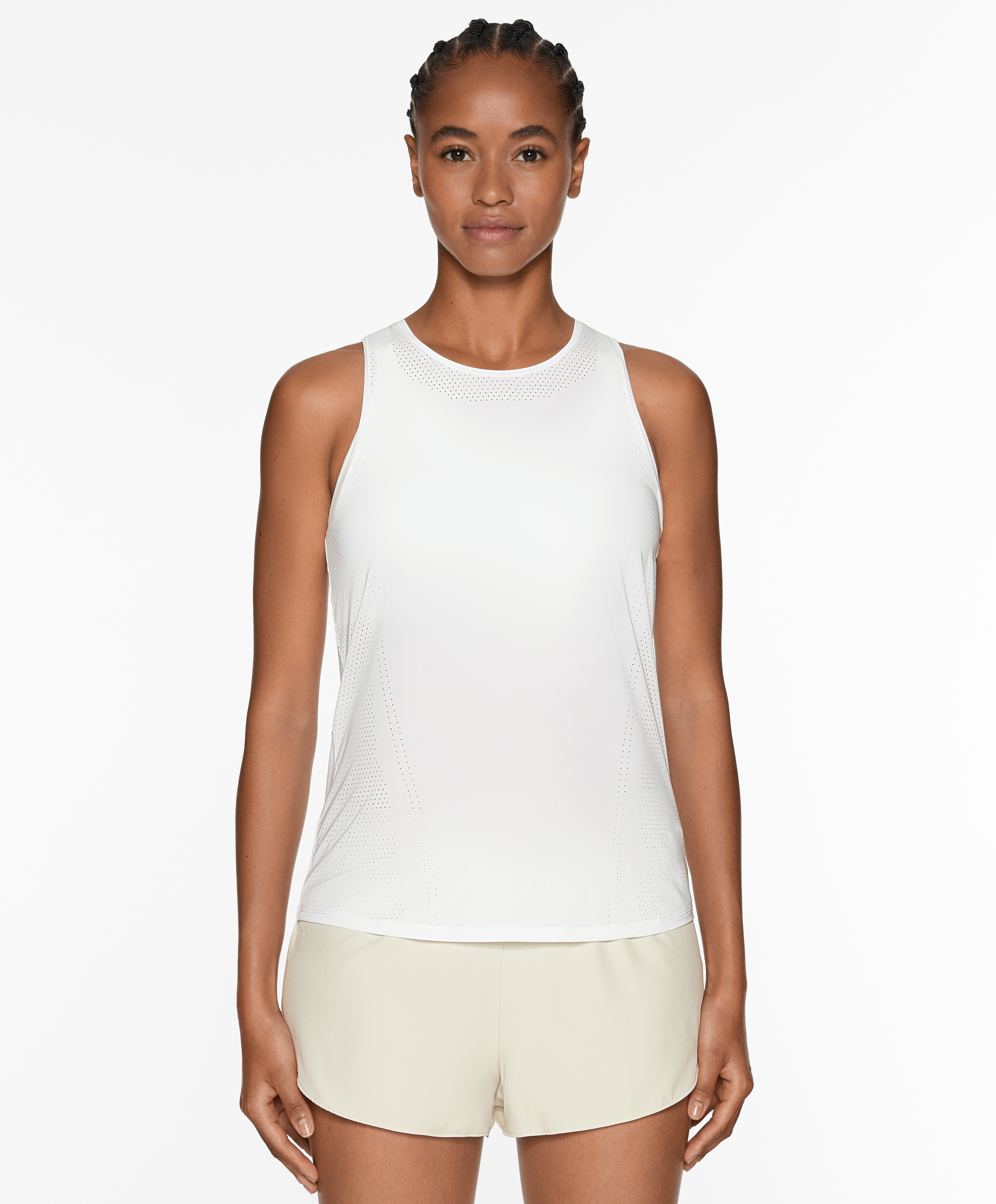 Sleeveless technical T-shirt with open back