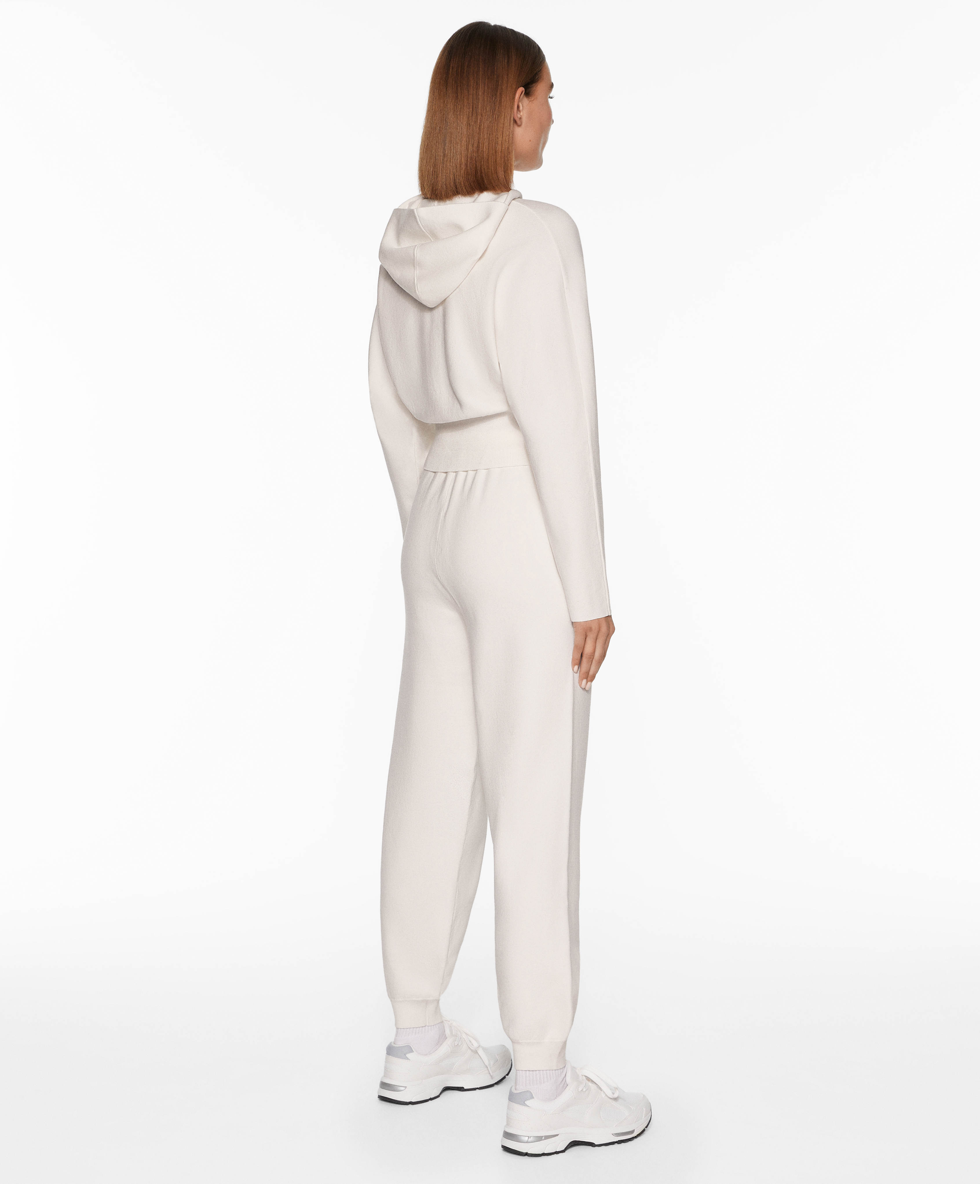 White knit joggers sale
