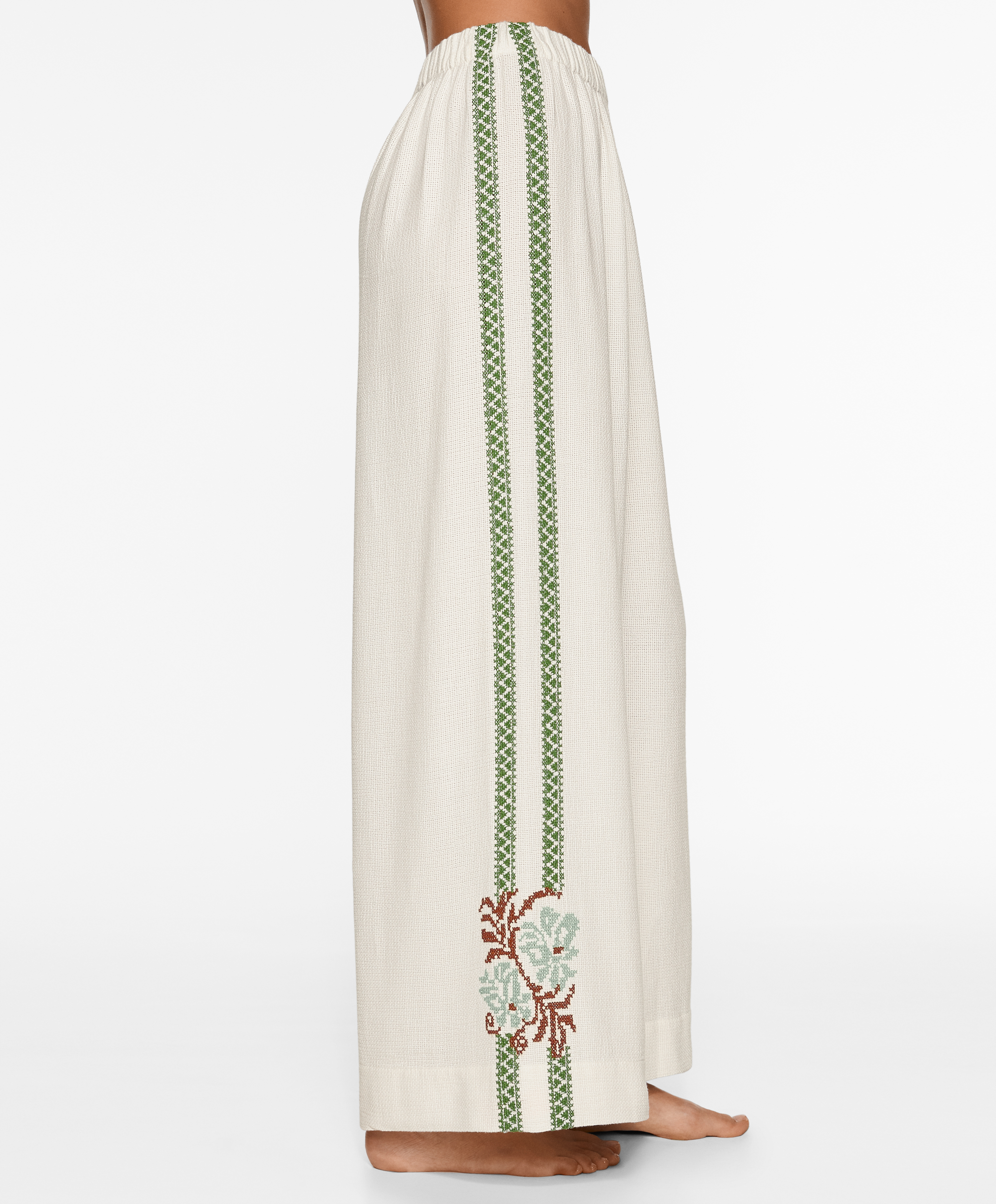 Pantalón largo con algodón bordado