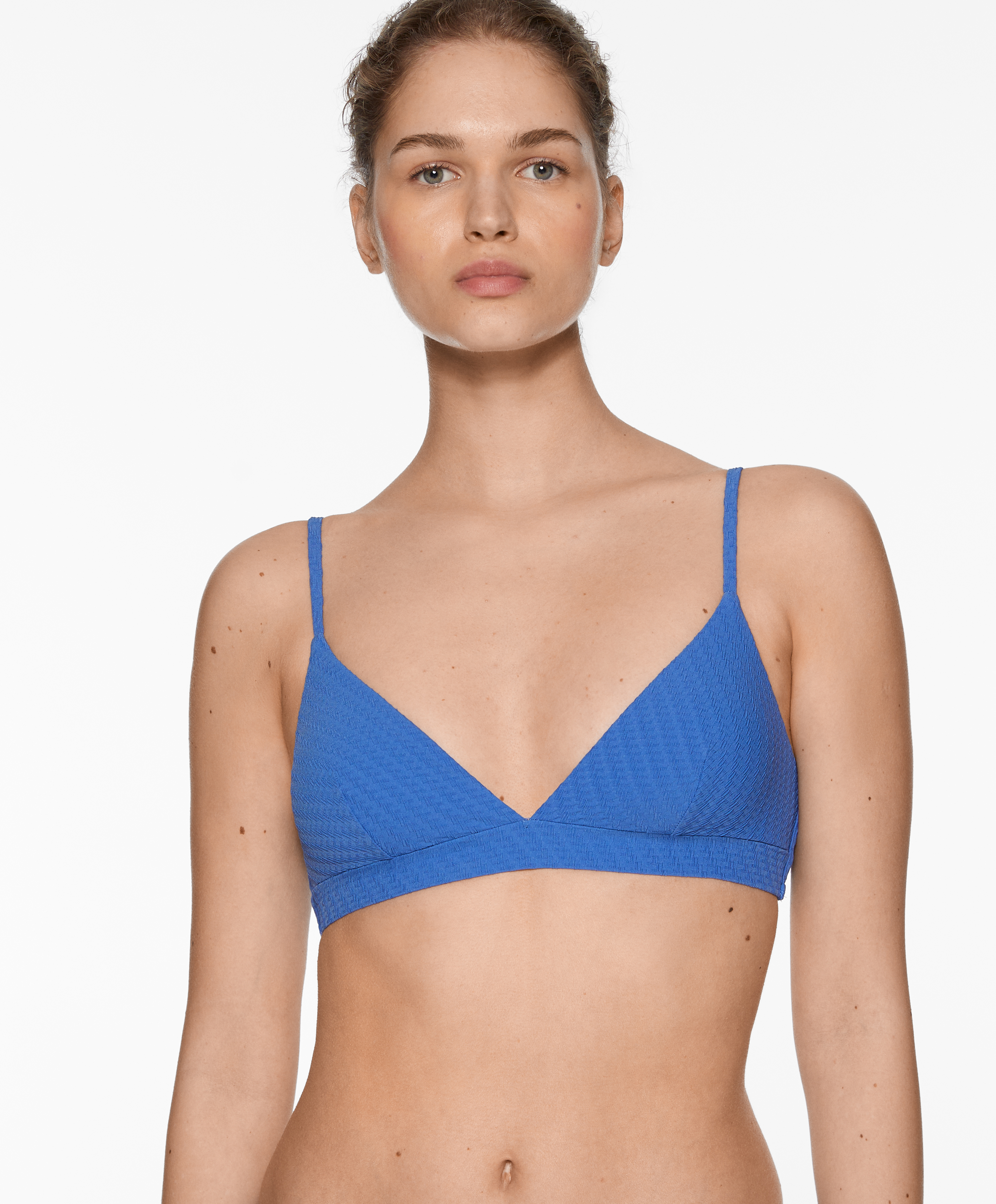 Textured triangle bikini top