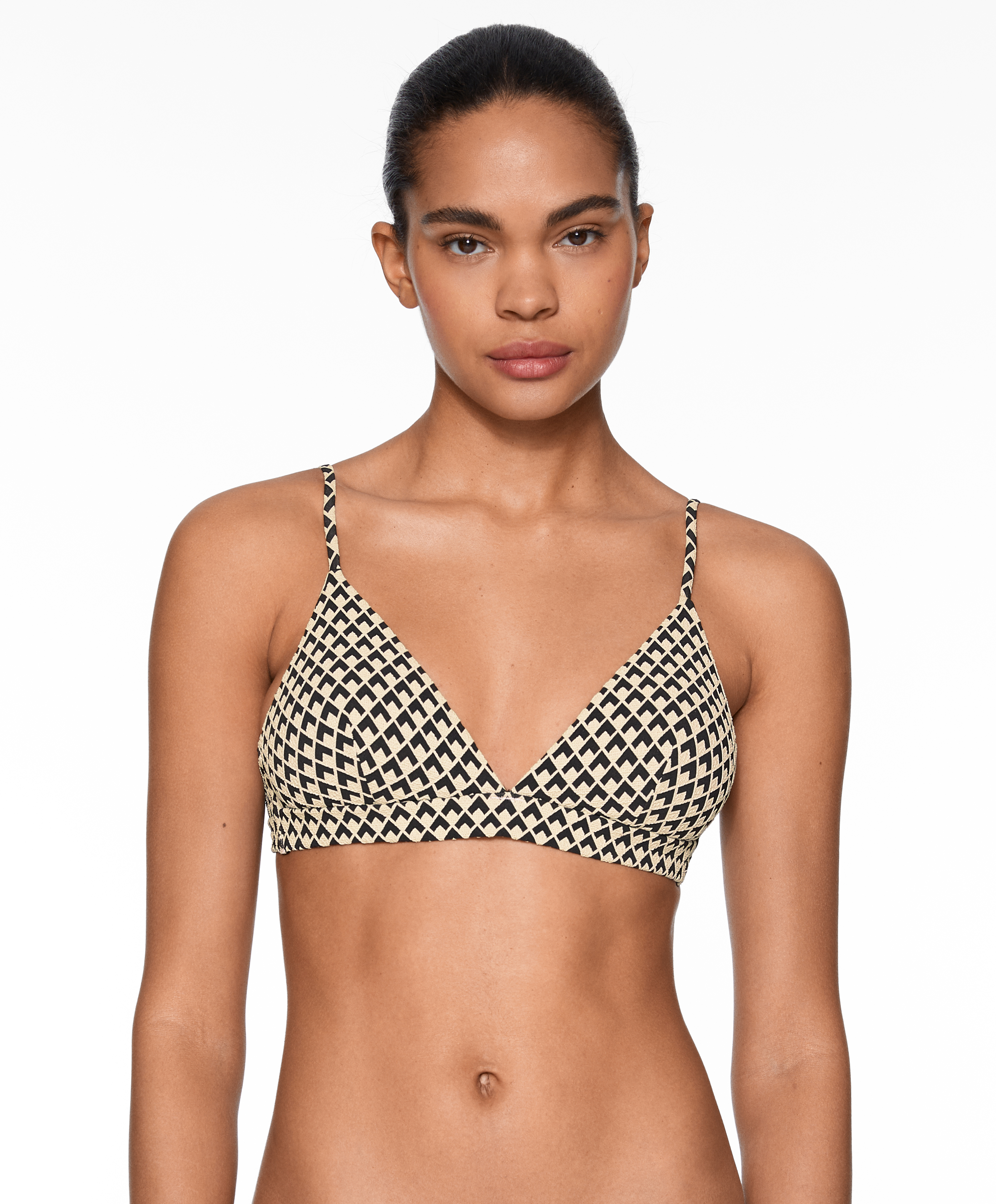 Geometric jacquard triangle bikini top