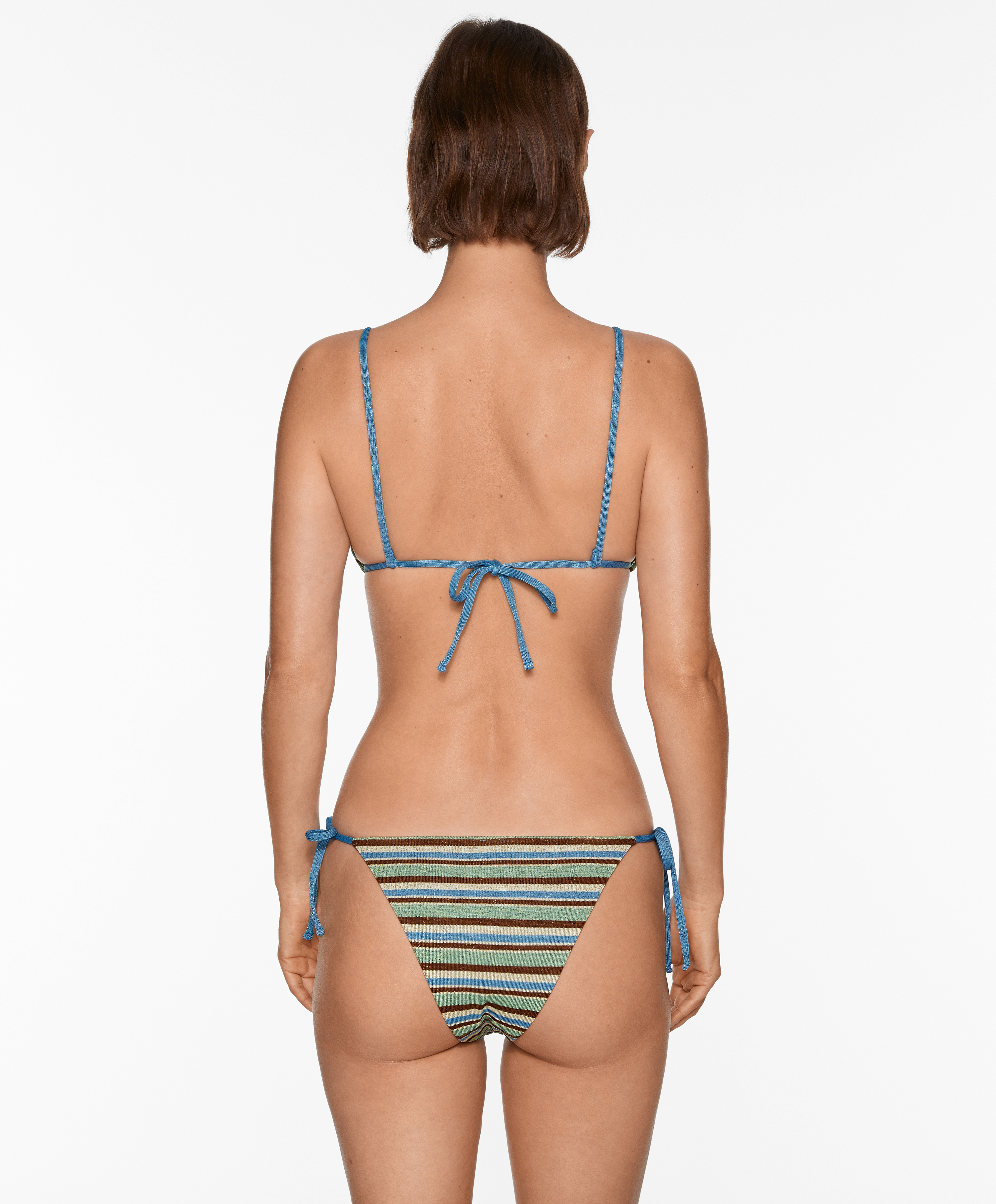 Bikini triangular rayas brillo