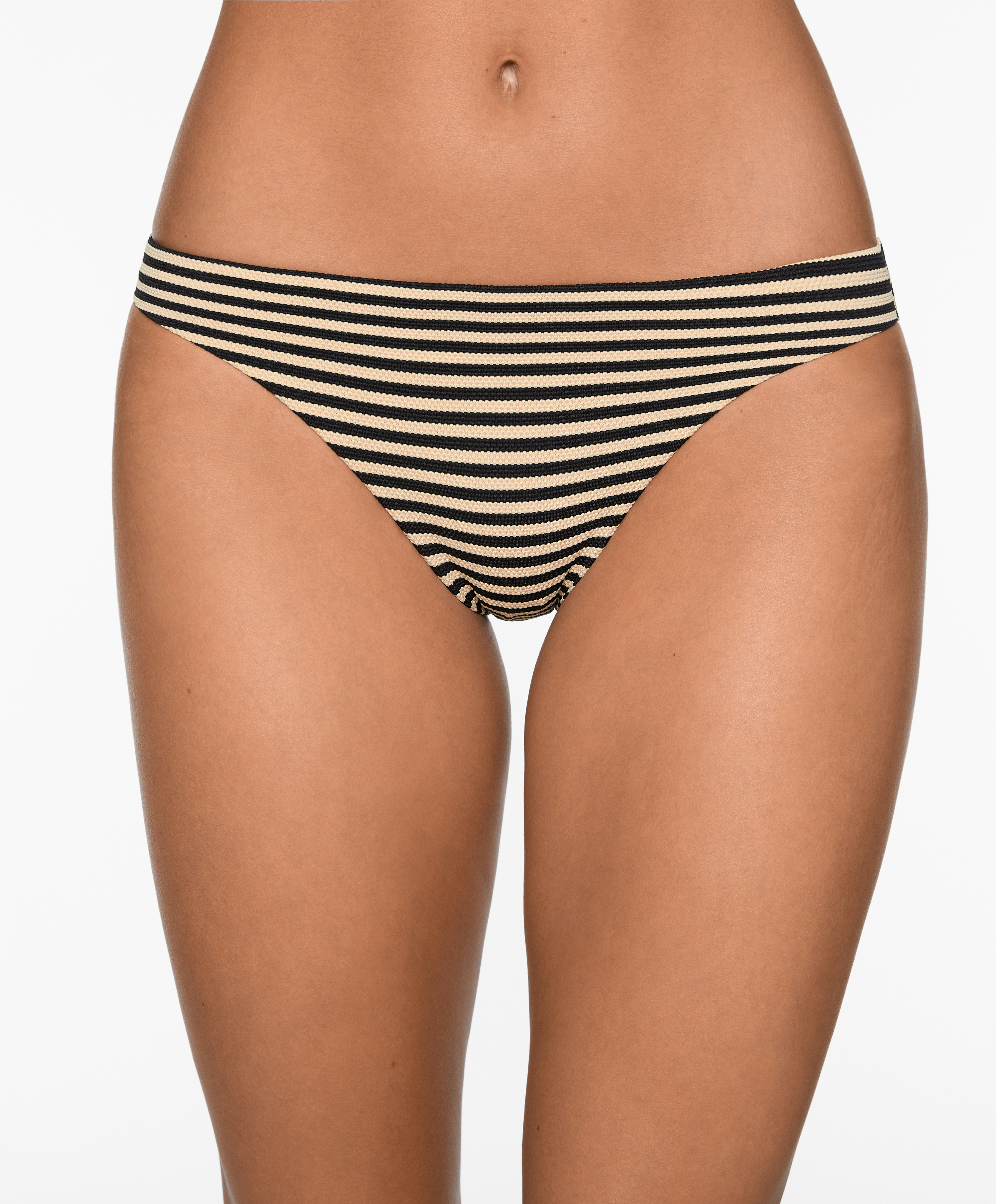 Stripe piqué medium-coverage bikini briefs