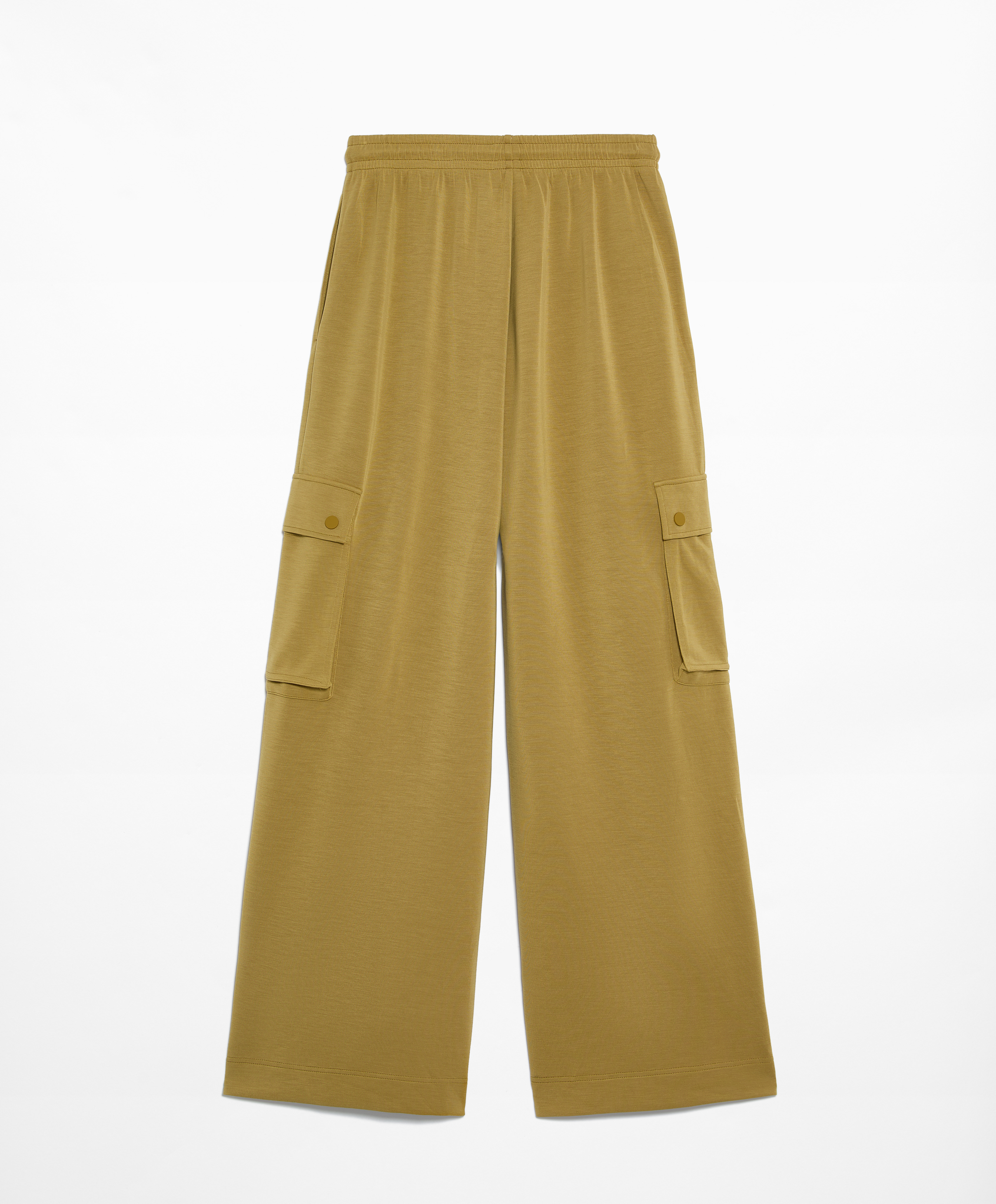 Wide-leg straight-cut trousers with modal and pockets