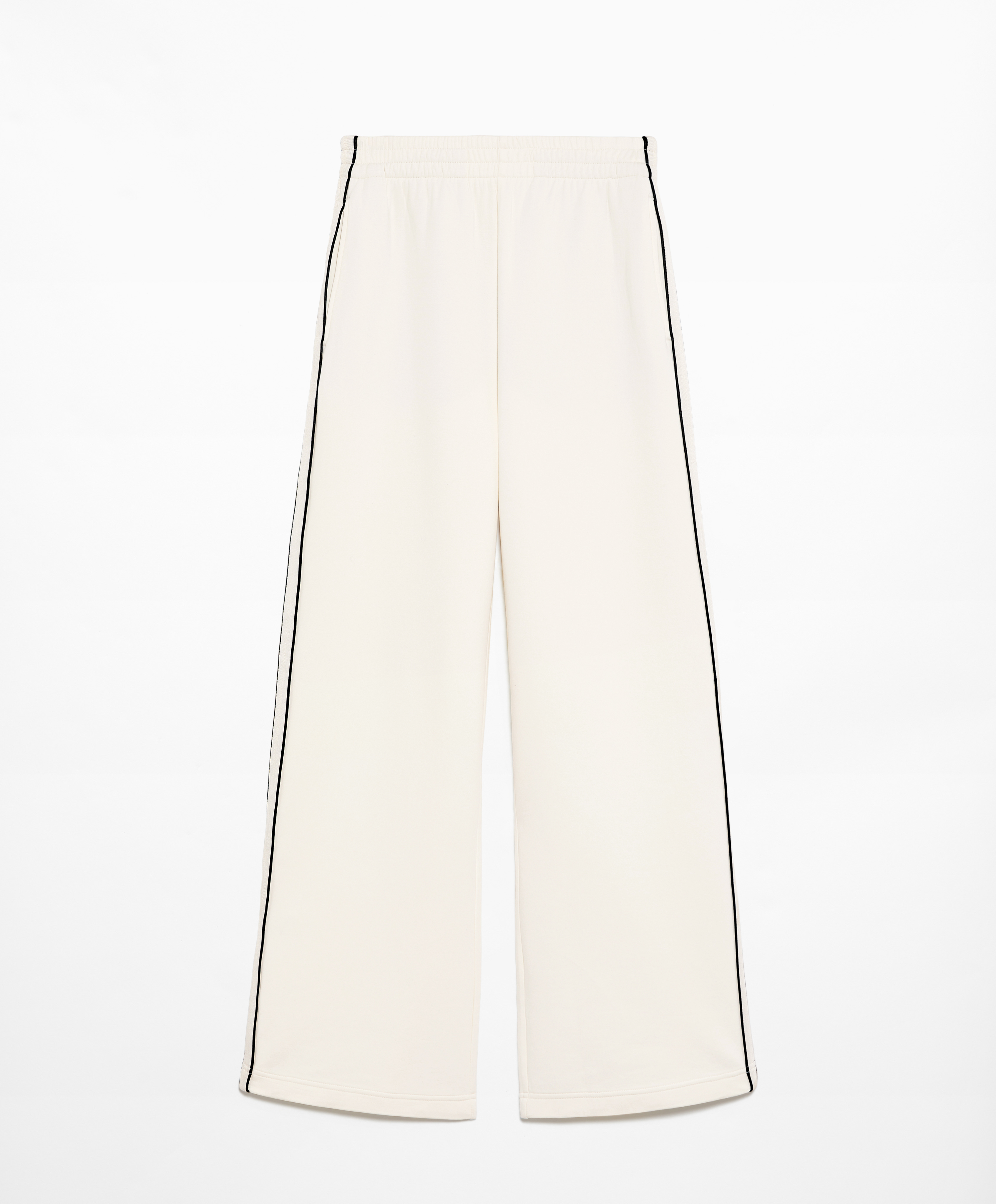 Relaxed straight-leg trousers with cotton and side appliqué