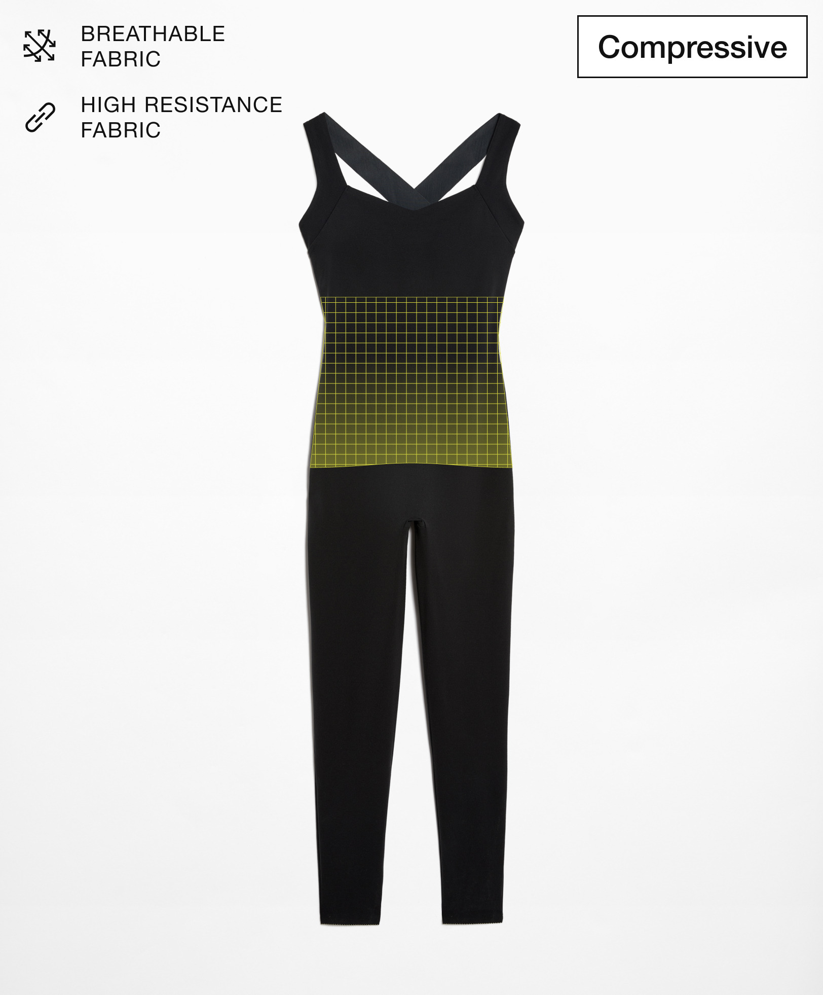 Compressive jumpsuit with crossover back