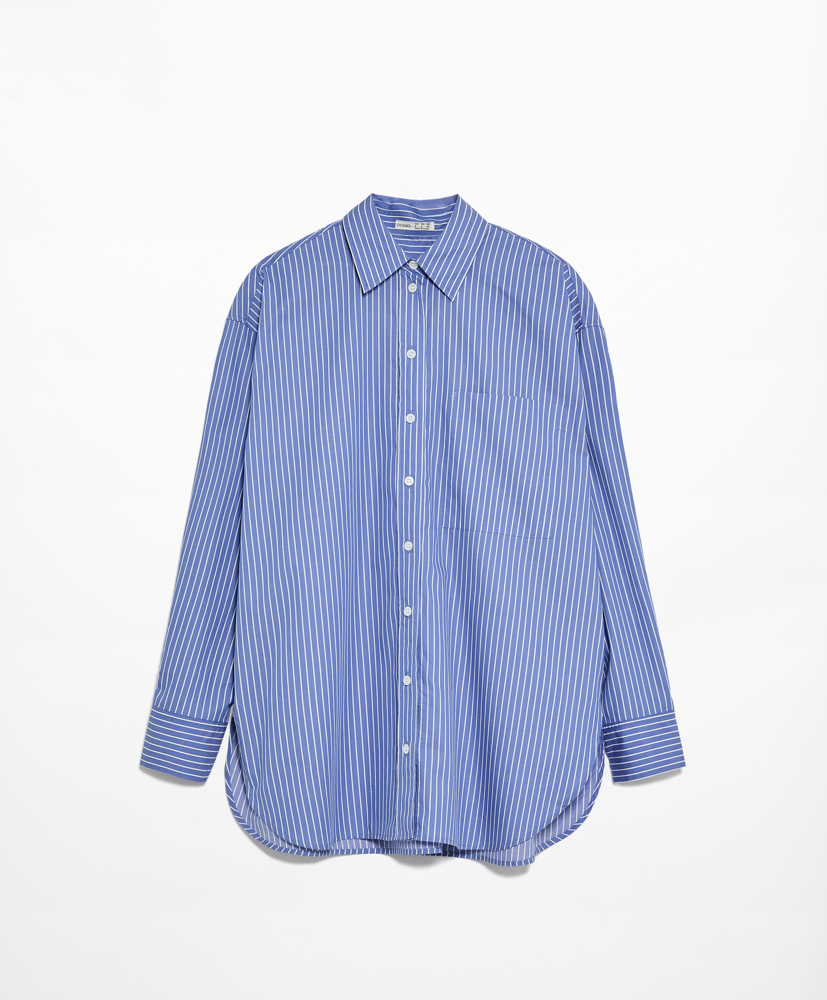 Striped 100% cotton long-sleeved shirt