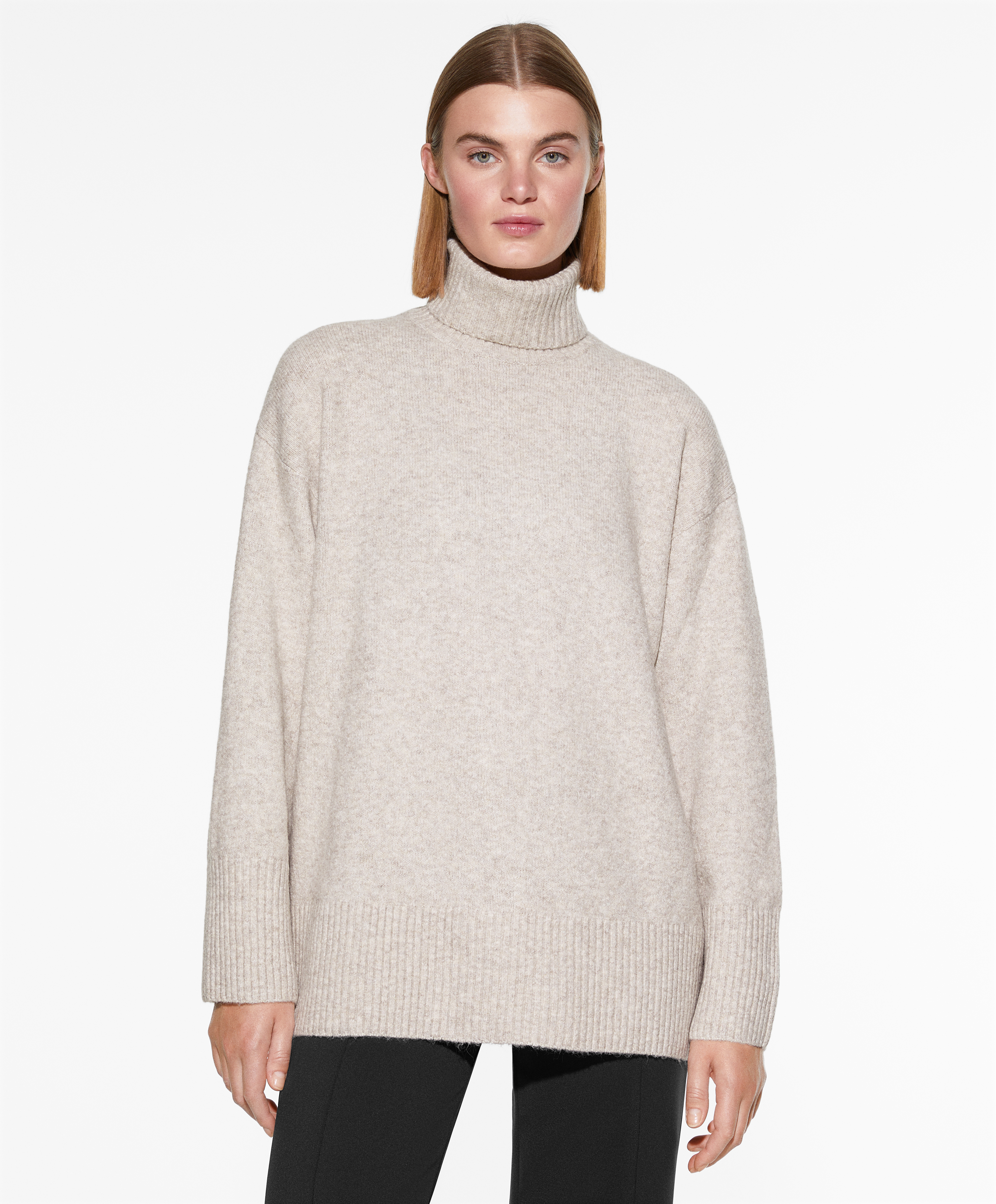 High neck sales knitted sweater