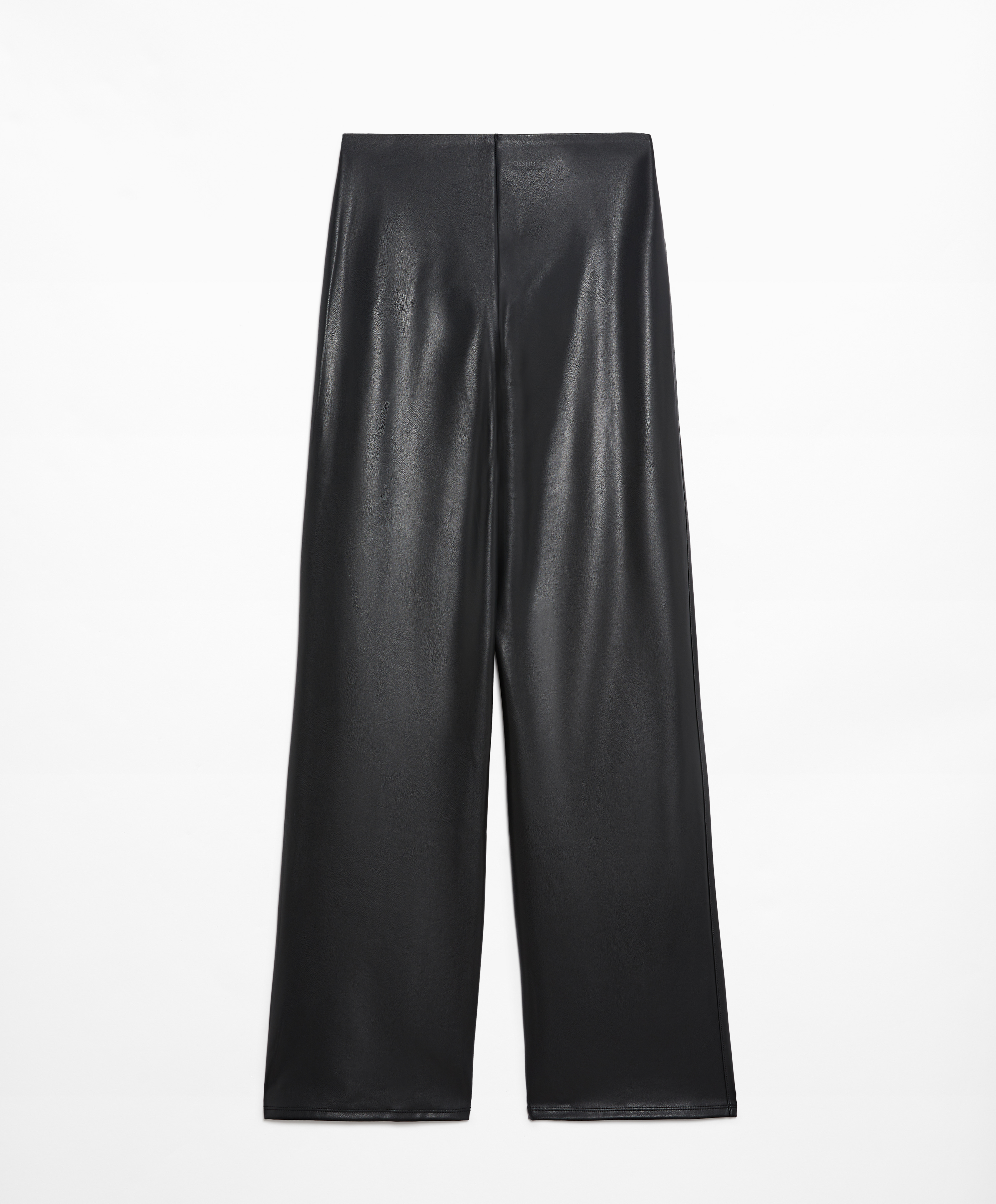 Straight fit faux leather trousers