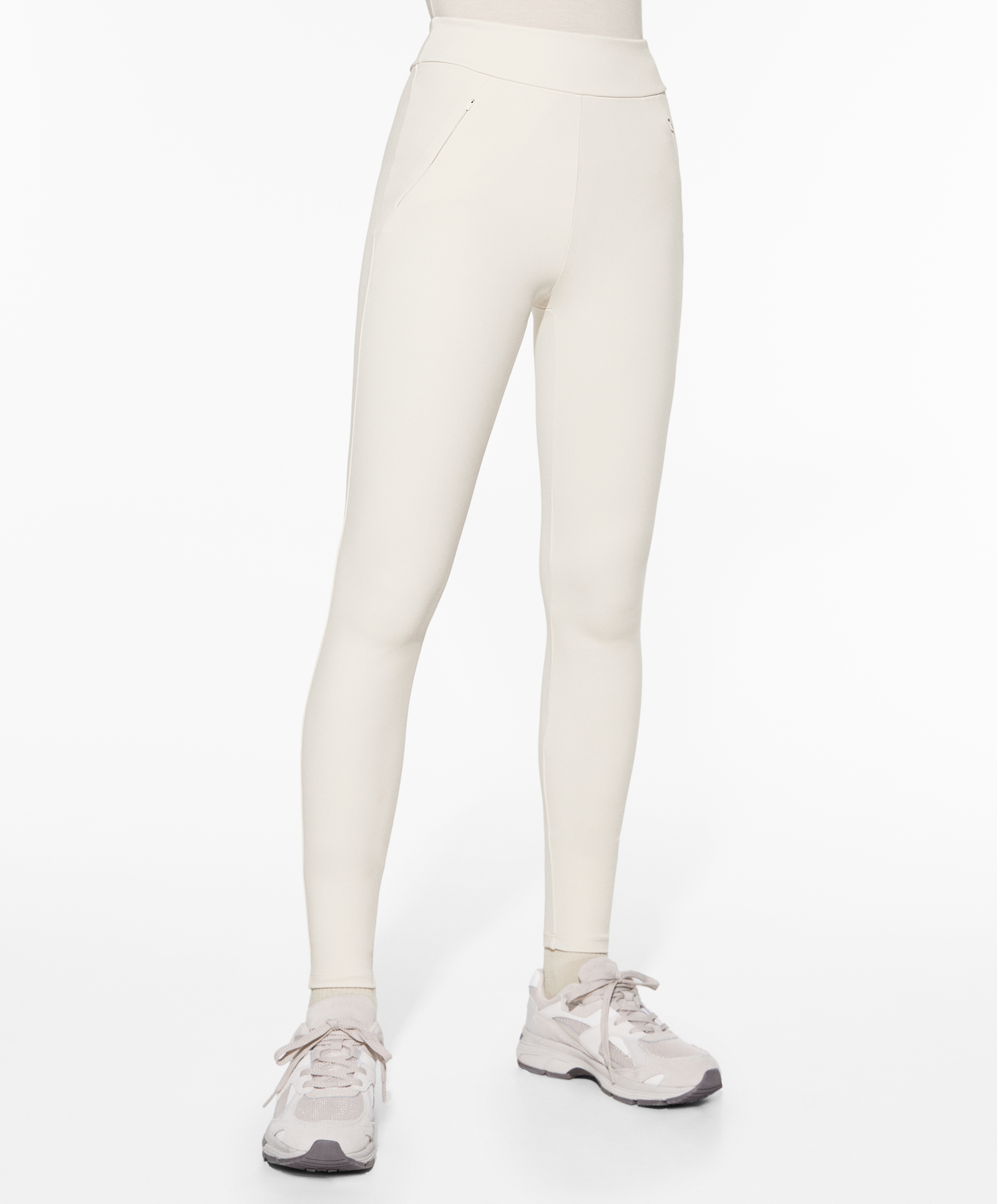 White Solid Ankle Length Plus Legging - VALLES365 by S.C. - 4144999
