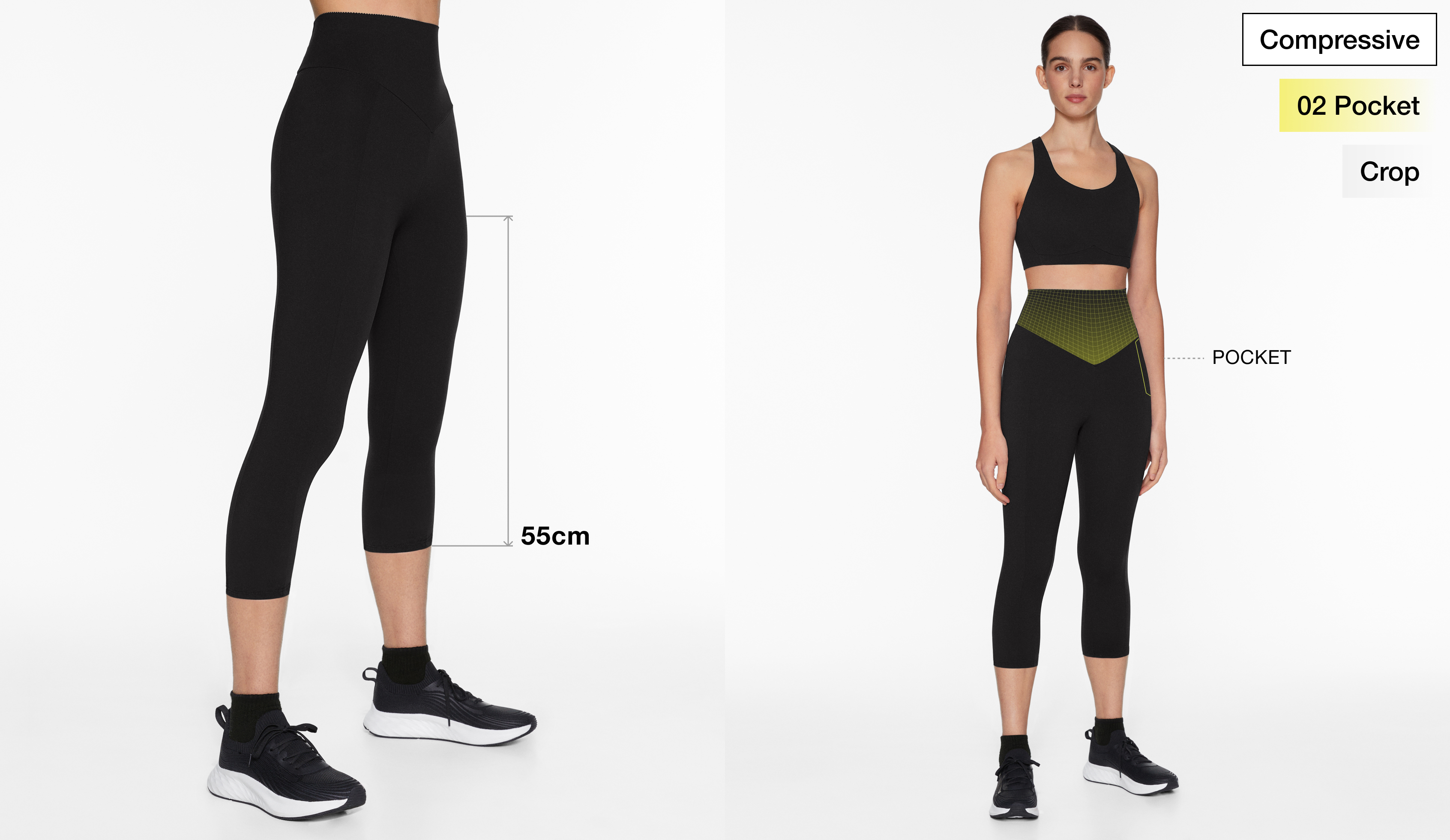 Leggings crop estampado cinzento 4D Stretch, Leggings desportivos e  joggers para mulher