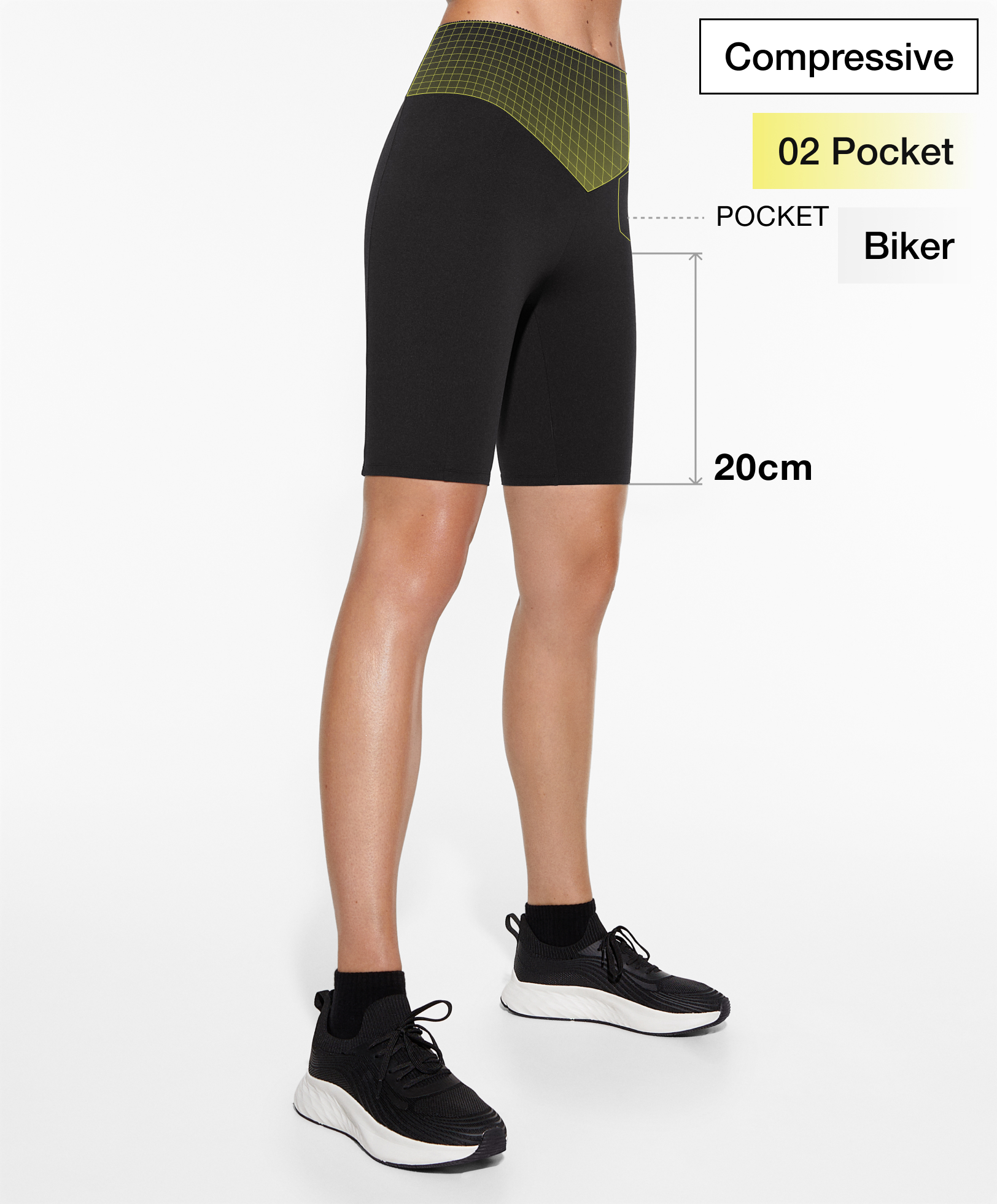 Leggings ciclista compressive pocket 20 cm