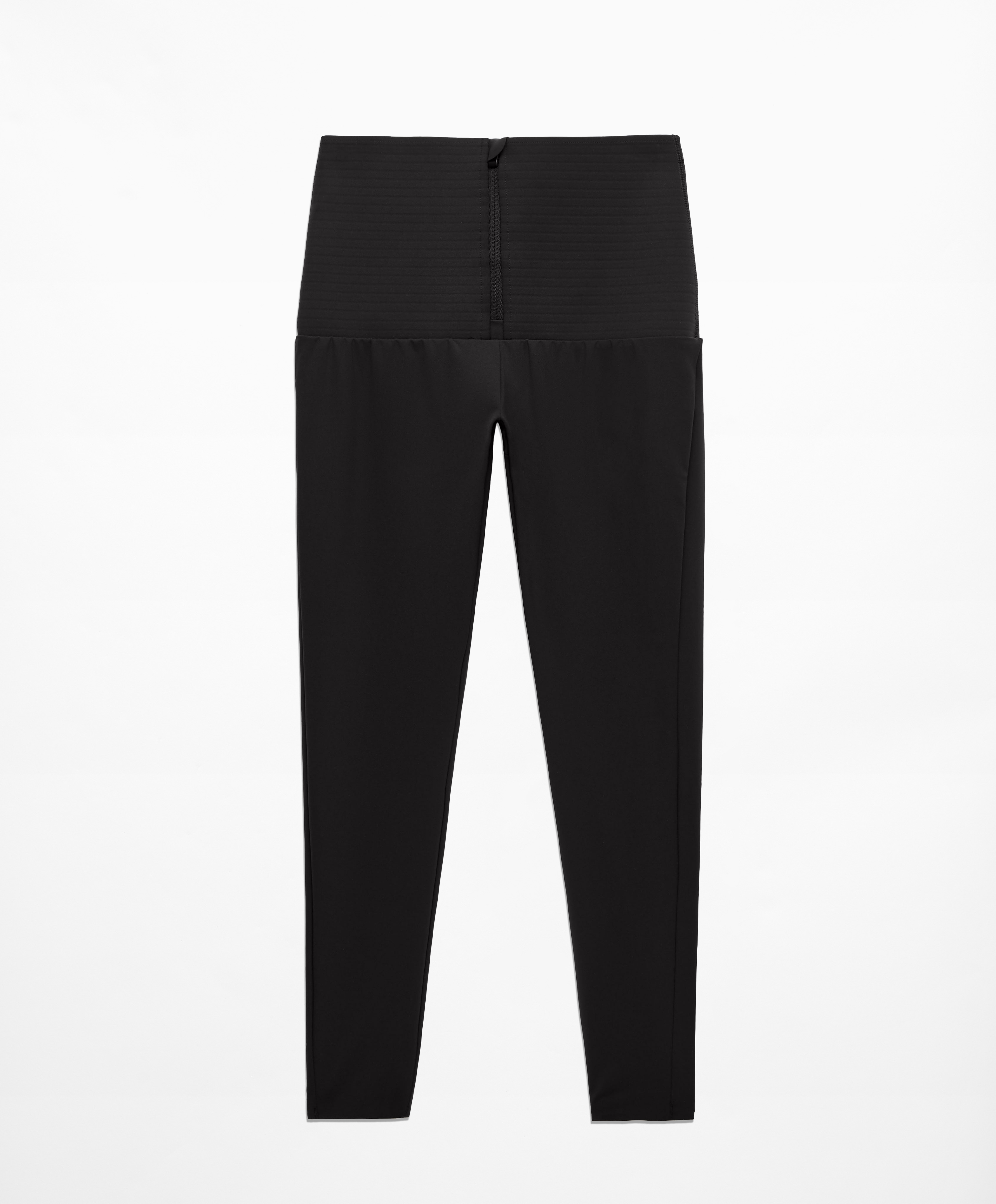 Compressive ankle-length leggings with reinforced waist