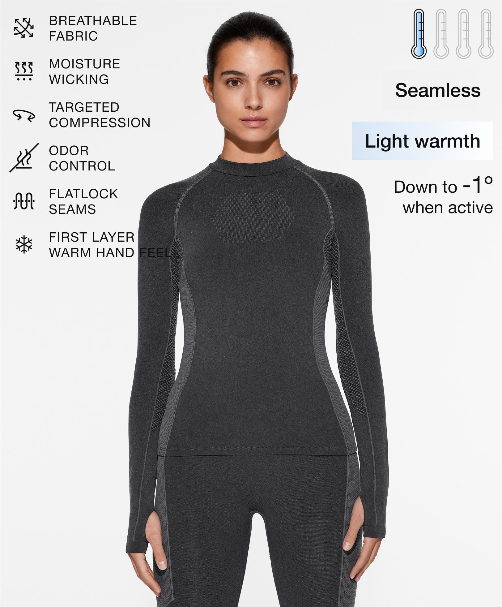 Light warmth seamless long-sleeved technical top