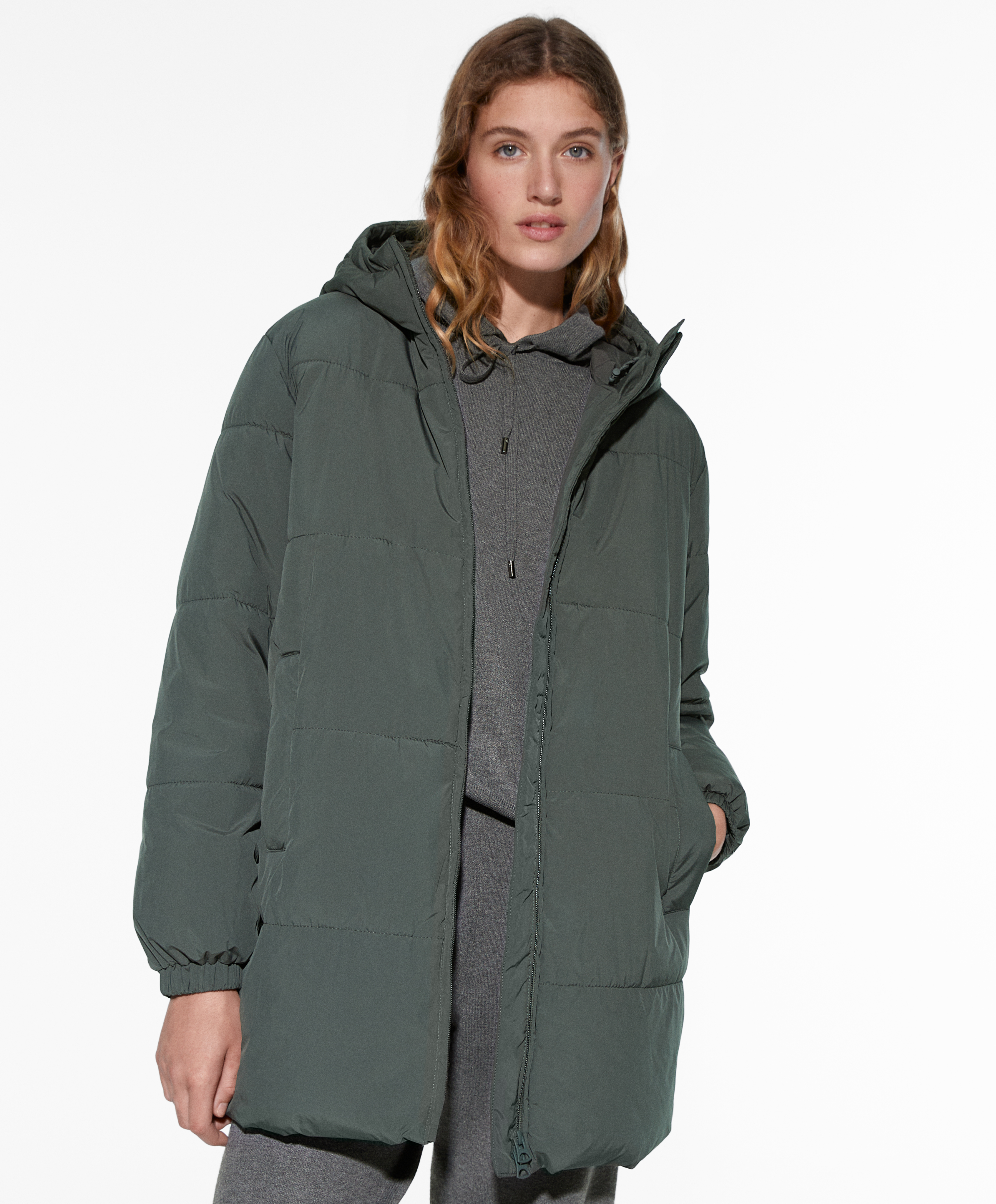 Water-repellent Primaloft® padded midi jacket